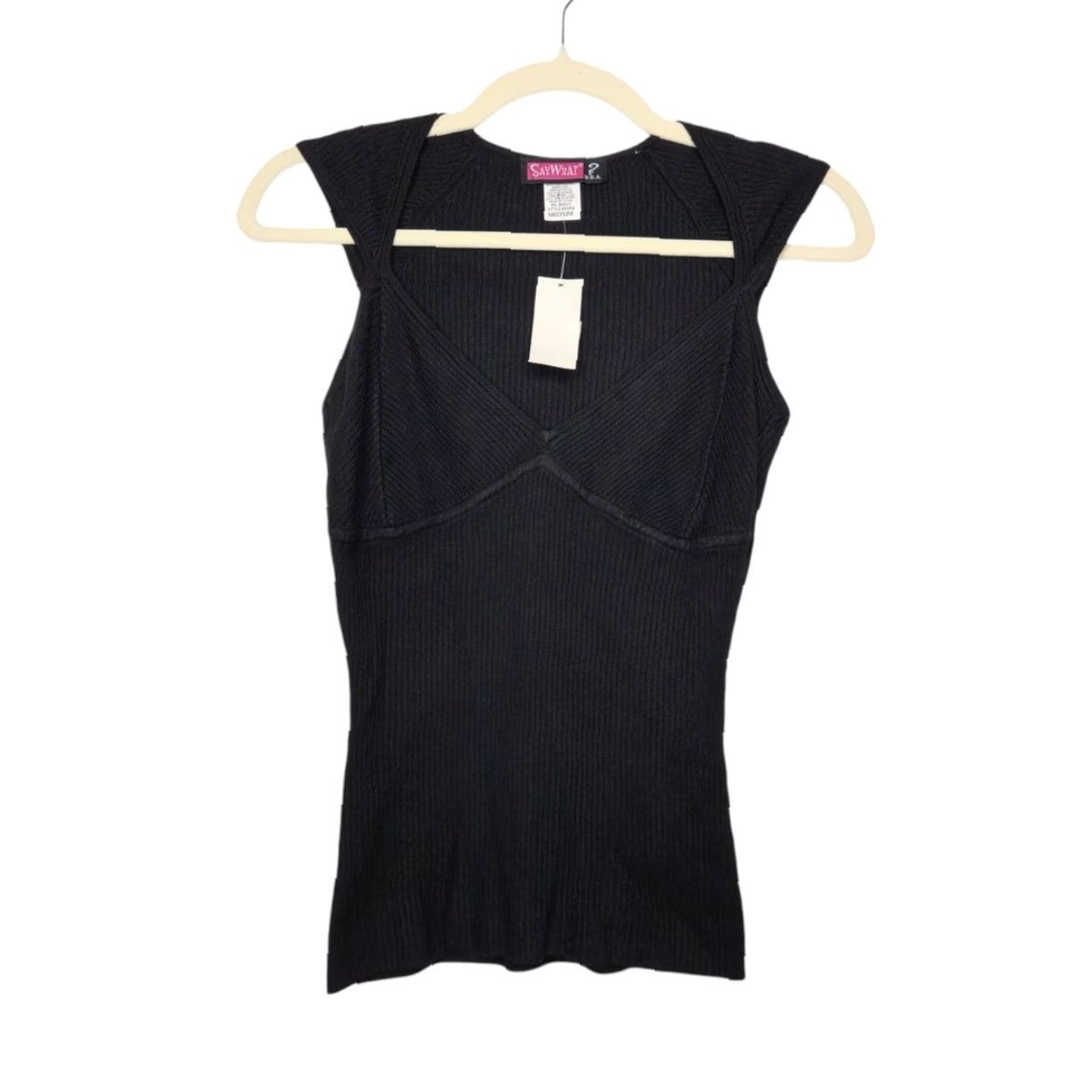 Vintage VINTAGE Say What Tank Womens M Black Fairy Whimsy Goth Emo Punk Going Out NWT Size M / US 6-8 / IT 42-44 - 2 Thumbnail