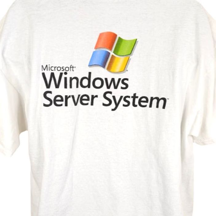 Delta VINTAGE Microsoft T Shirt Mens XL White Crew Neck Short Sleeve Desktop Computers Tech 2005 MMS Windows Server System Men Size US XL / EU 56 / 4 - 2 Thumbnail