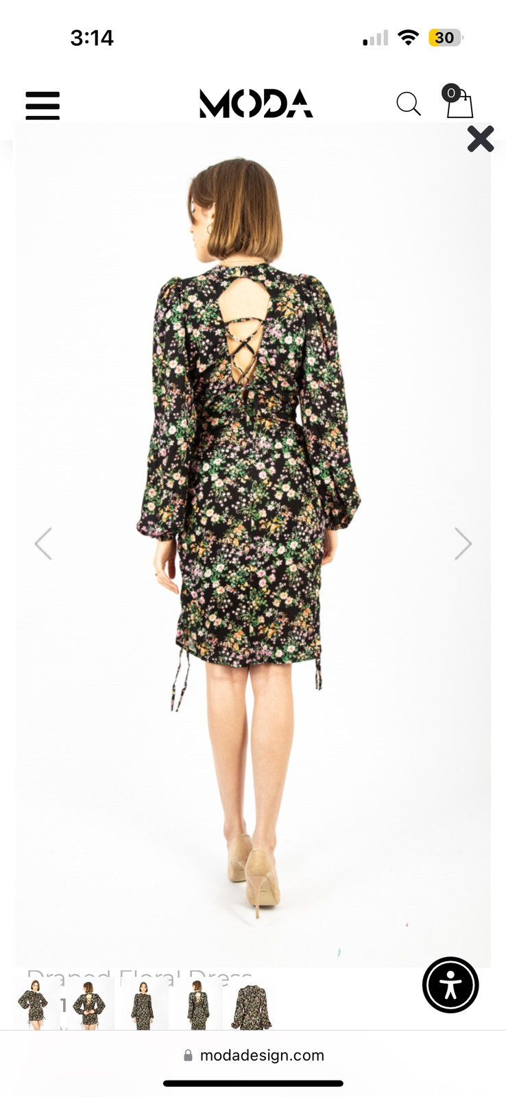 Other COSEL Draped Palm tree Dress high end 8 balloon sleeve VEUC Size M / US 6-8 / IT 42-44 - 7 Thumbnail