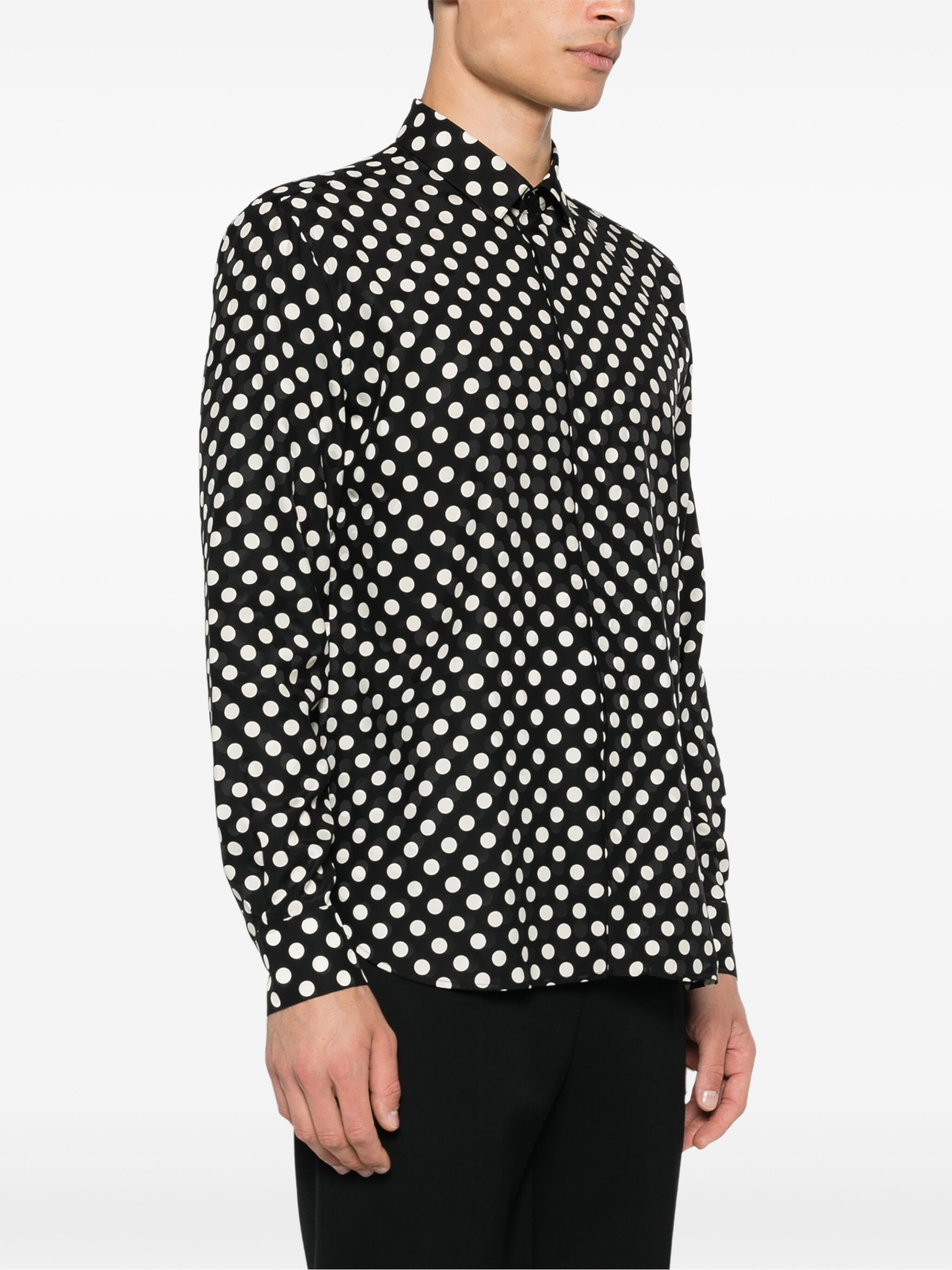 Saint Laurent Paris Saint Laurent Black Polka Dot Silk Shirt Size US XL / EU 56 / 4 - 1 Thumbnail