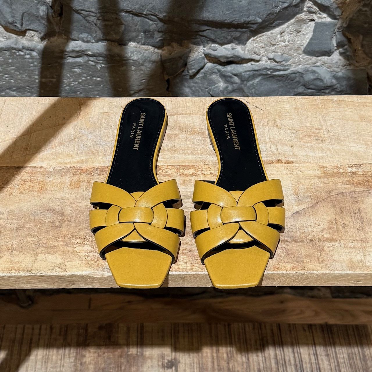 Saint Laurent Paris Saint Laurent Yellow Tribute Mules Flat Sandals Size US 7 / IT 37 - 4 Thumbnail