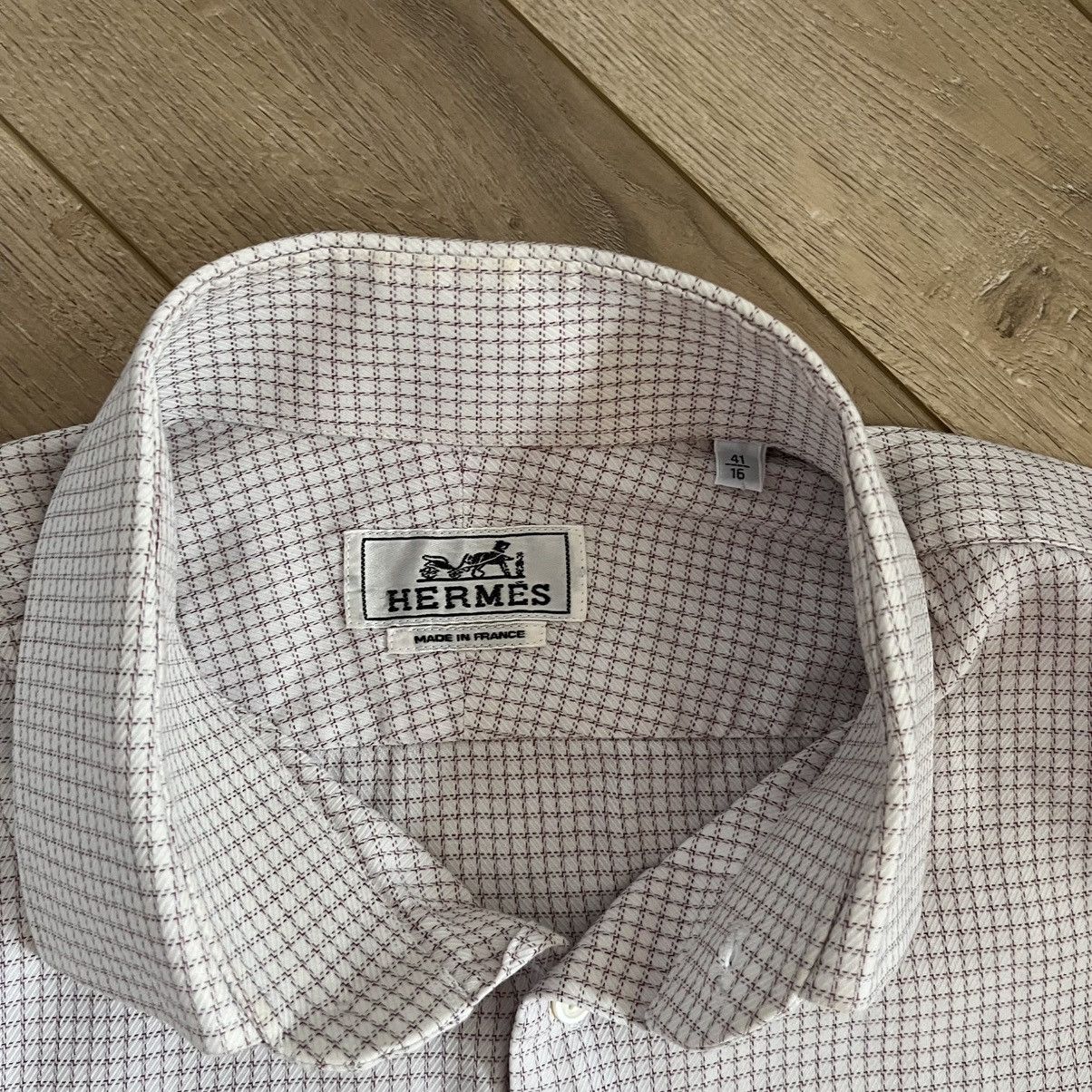 Hermes Hermès Paris Checkered Dress Shirt Size US XL / EU 56 / 4 - 5 Thumbnail