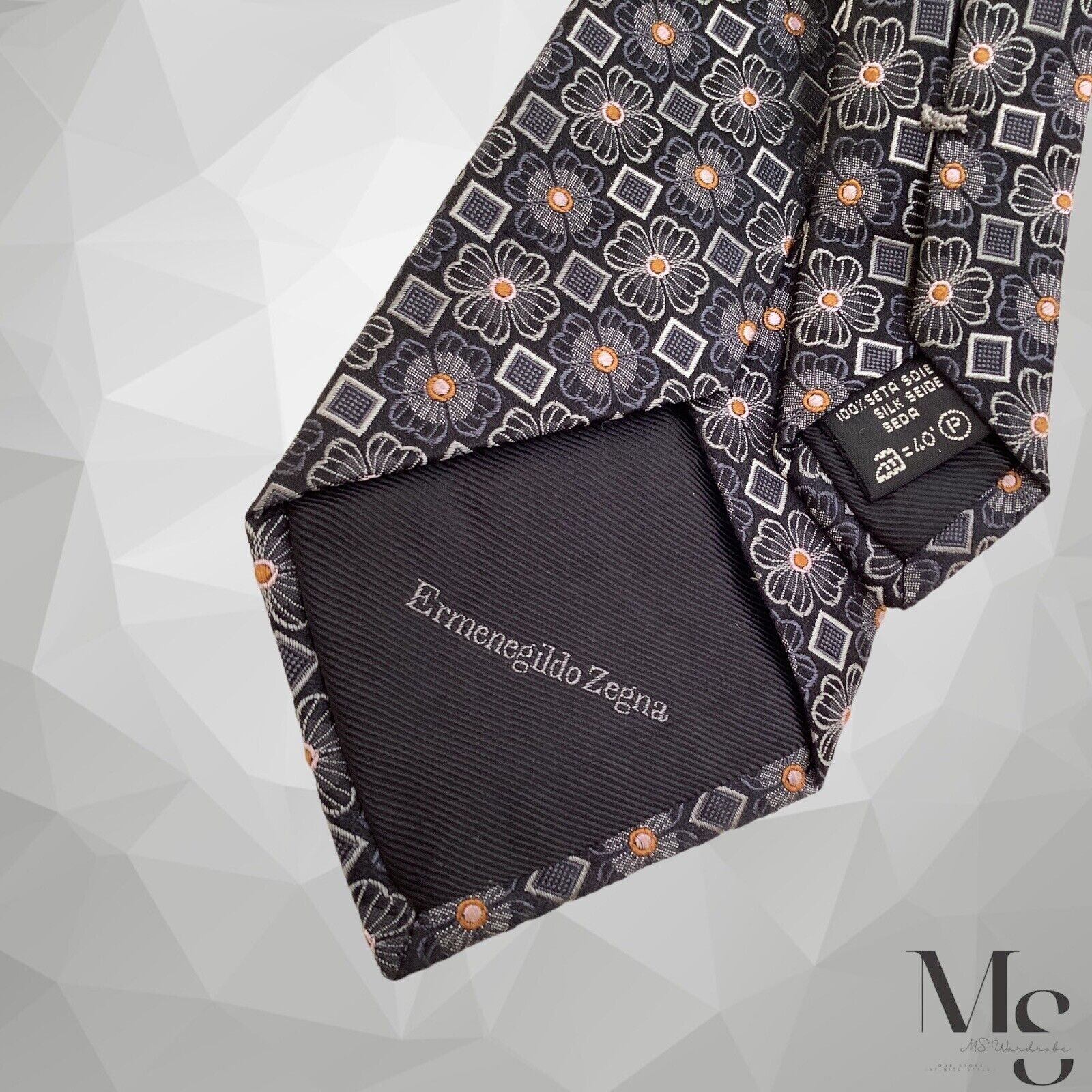 Ermenegildo Zegna ERMENEGILDO ZEGNA Gray Floral Luxury Silk Tie Made In Italy Size ONE SIZE - 4 Thumbnail
