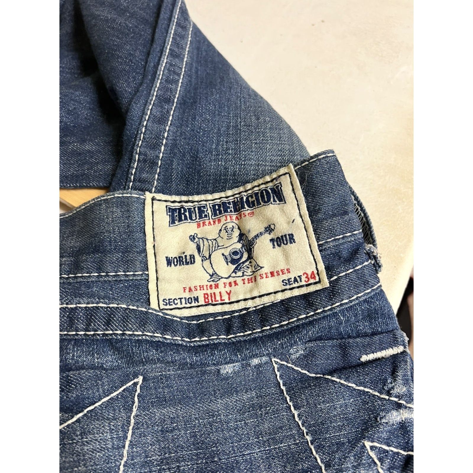 True Religion VINTAGE True Religion Jeans Billy Straight Leg 37x33 Blue Denim 5-Pocket Design Men Size US 37 - 3 Thumbnail