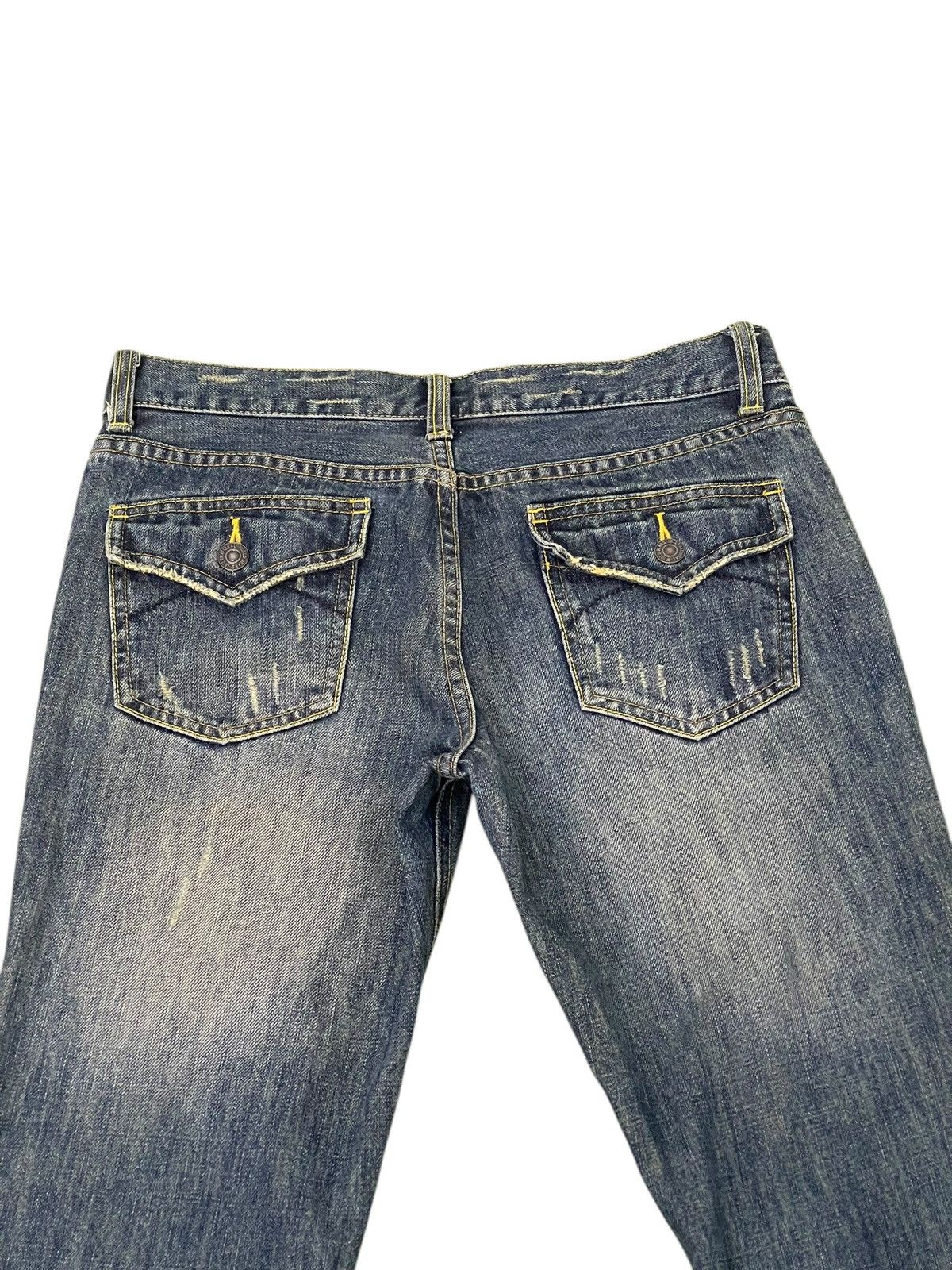Japanese Brand Flare Jeans Honeysuckle Rose Faded Distress Boot Cut 7🟦 Size US 29 - 18 Thumbnail