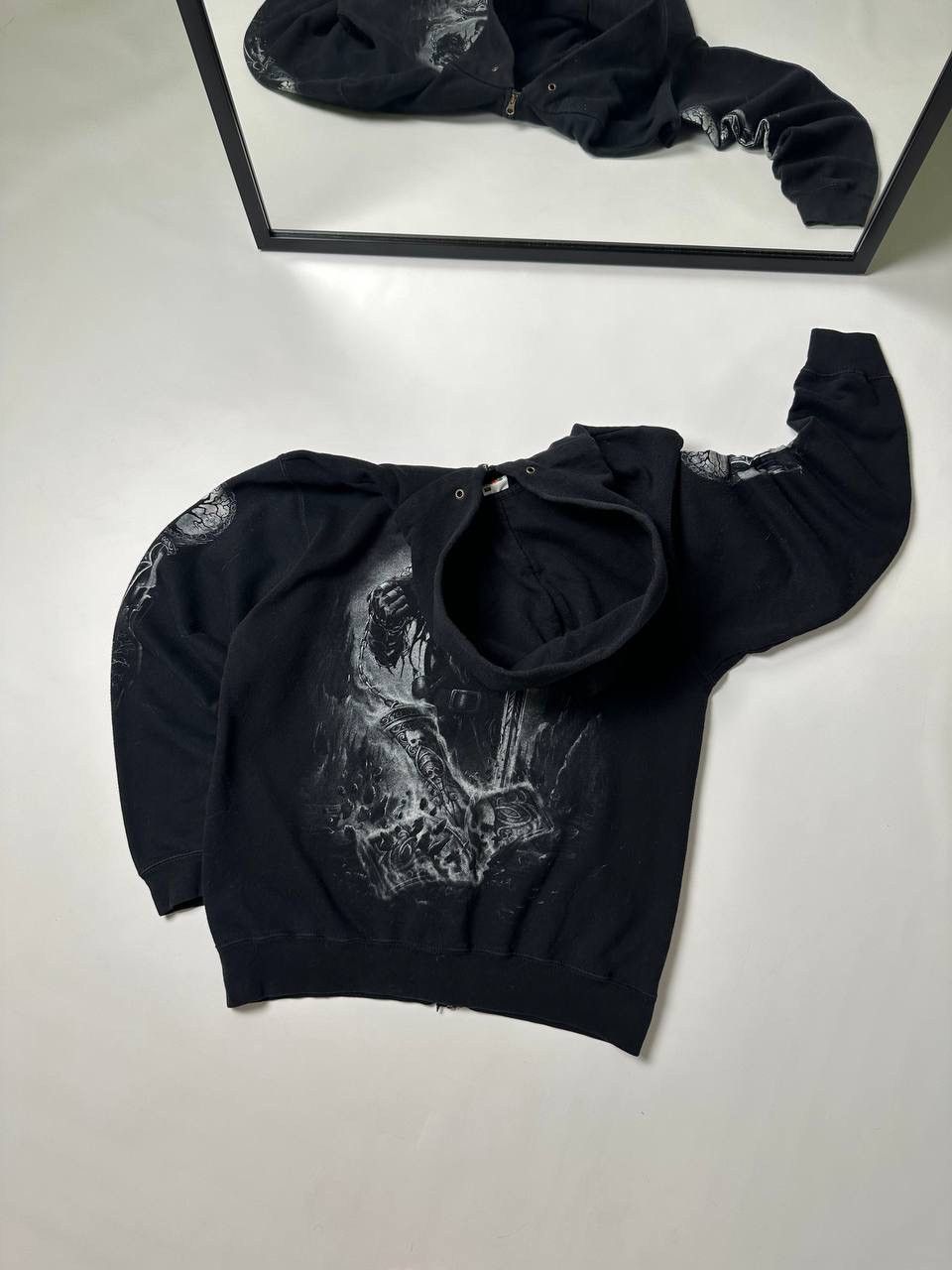 Band Tees × Japanese Brand × Vintage Vintage 90’s Tattoo Vibe Skull Gothic Opium Boxy Hoodie Size US M / EU 48-50 / 2 - 3 Thumbnail