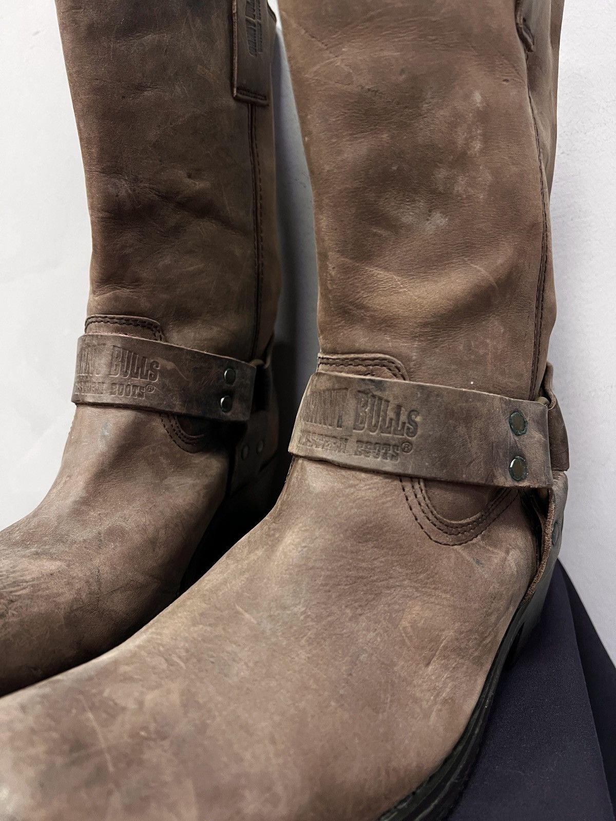 Western Rise 90s western cowboy brown leather boots harley davidson style Size US 11 / EU 44 - 5 Thumbnail