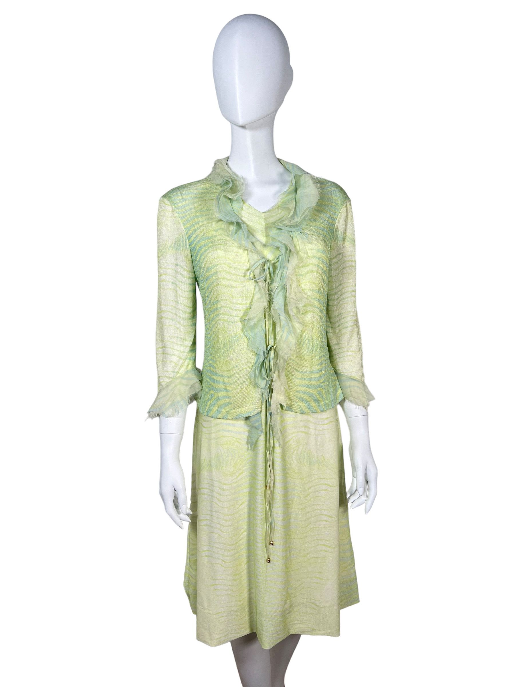 slim fit dress slacks Roberto Cavalli Green Tie Dye Print Gown – Treasures of NYC main image 1