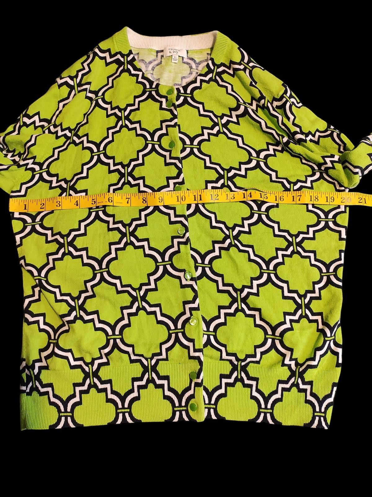Other Crown & Ivy Green Patterned Women's Cardigan Jacket Size XL / US 12-14 / IT 48-50 - 7 Thumbnail