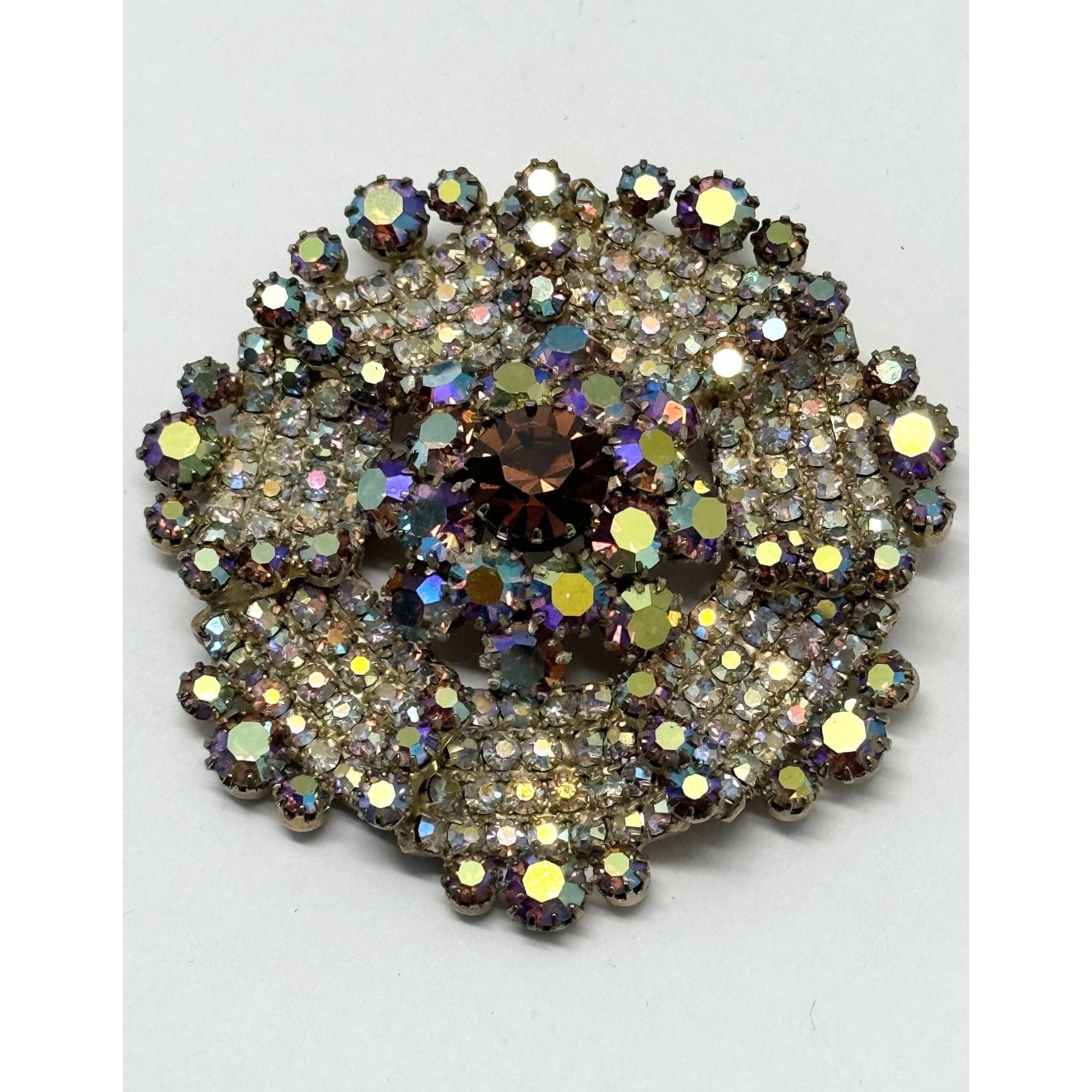 Vintage Antique estate faceted citrine glass brooch pin Size ONE SIZE - 1 Thumbnail