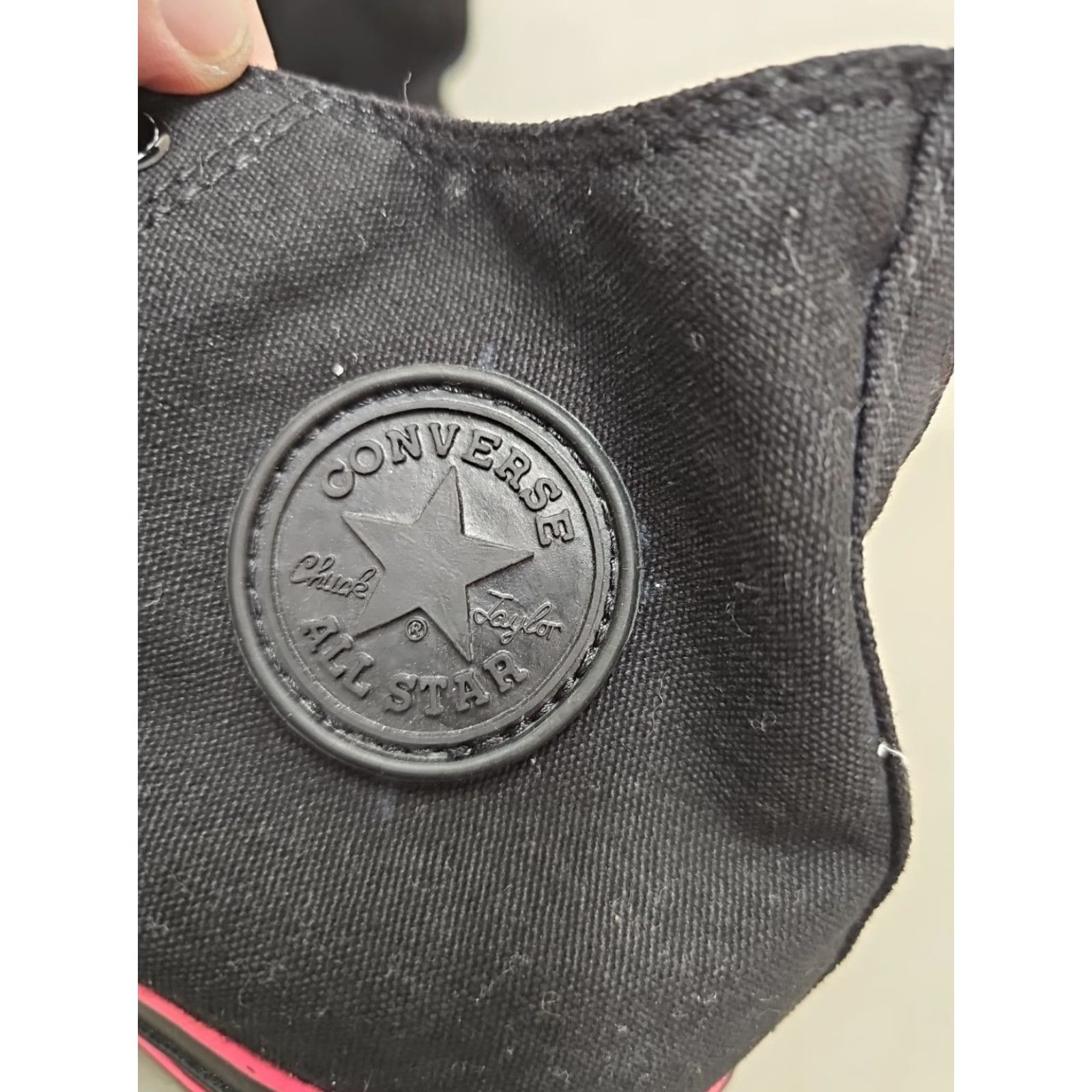 Converse VINTAGE Converse All Star High Top Shoes Black & Pink Red Canvas Sneaker 13 Mens Size US L / EU 52-54 / 3 - 7 Thumbnail