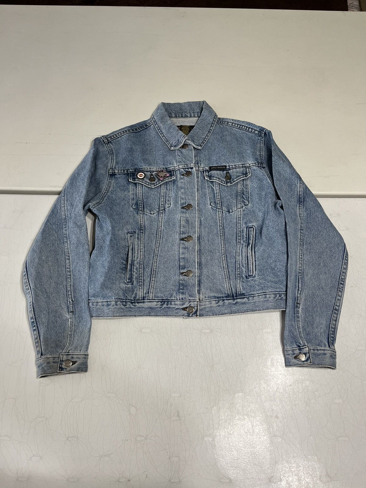Harley Davidson × Vintage vintage Harley Davidson denim femme jacket Size L / US 10 / IT 46 - 1 Thumbnail