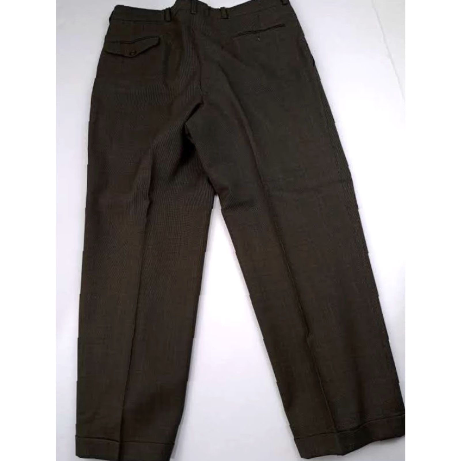 Ralph Lauren Chaps Ralph Lauren Pants Dress Pants 35-29 Plaid Grey-Green Cotton Canvas Zipper Tailored Regular Mens Size US 35 - 4 Thumbnail