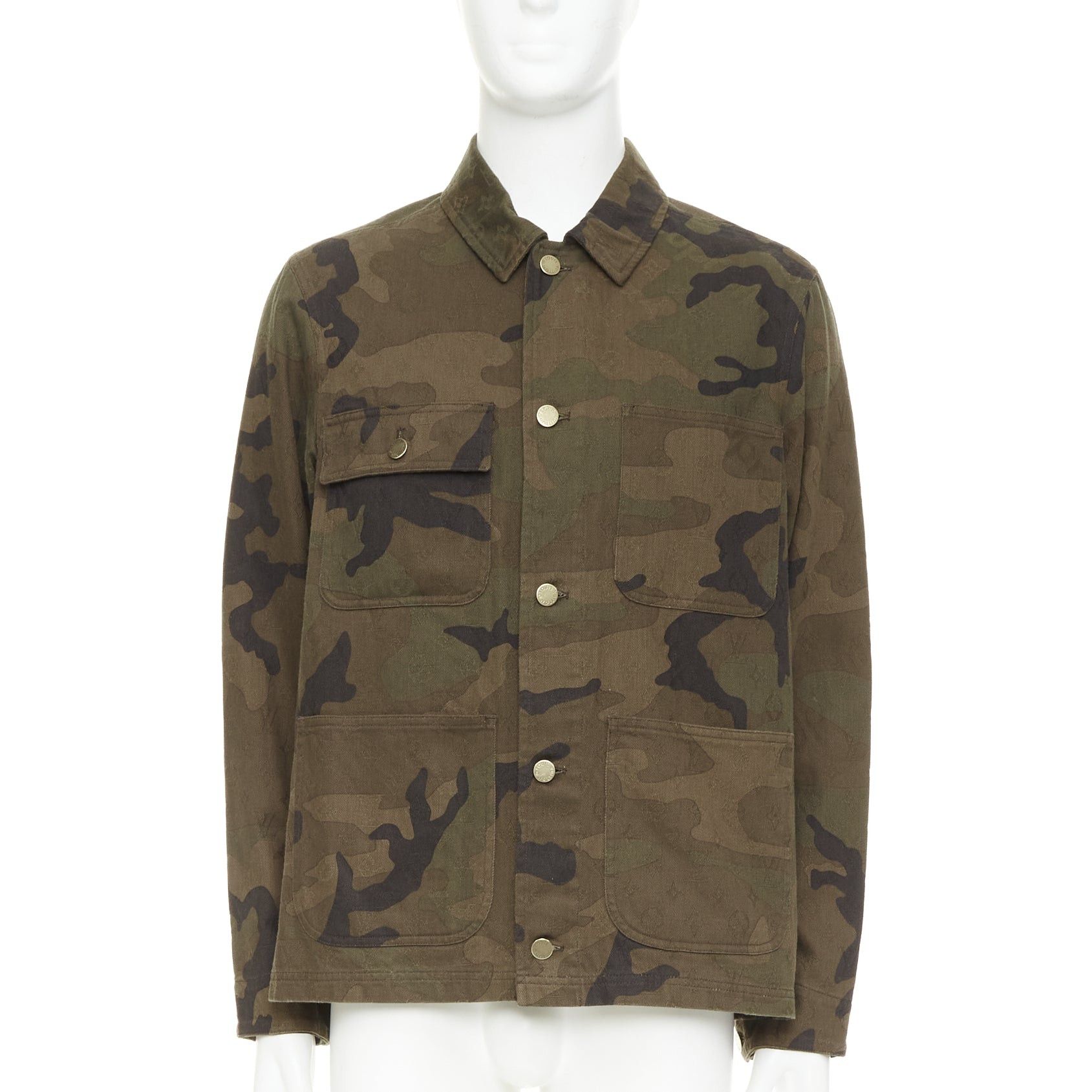 Louis Vuitton rare LOUIS VUITTON SUPREME 2017 green monogram camo jacquard chore jacket FR44 XS Size US XS / EU 42 / 0 - 1 Thumbnail