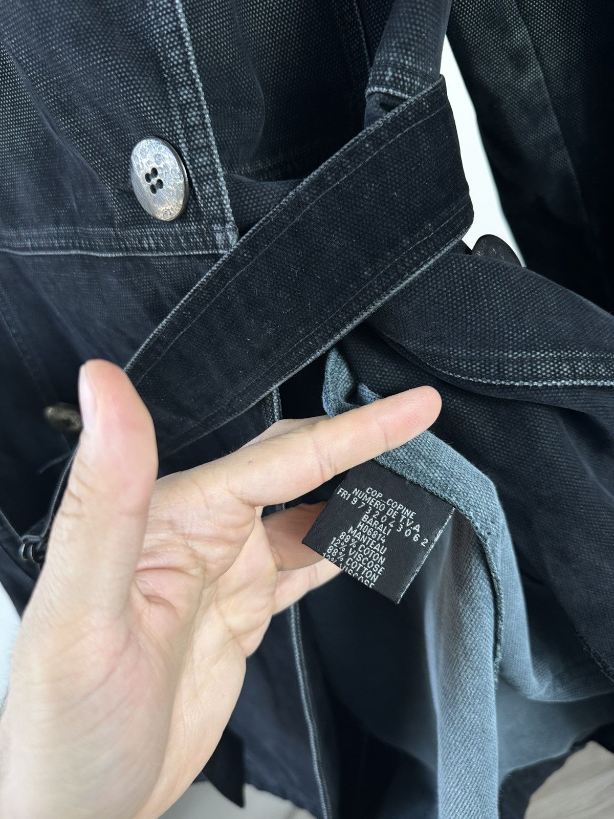 Cop Copine Cop.Copine Black Denim Trench Coat with Belt Size S / US 4 / IT 40 - 7 Thumbnail