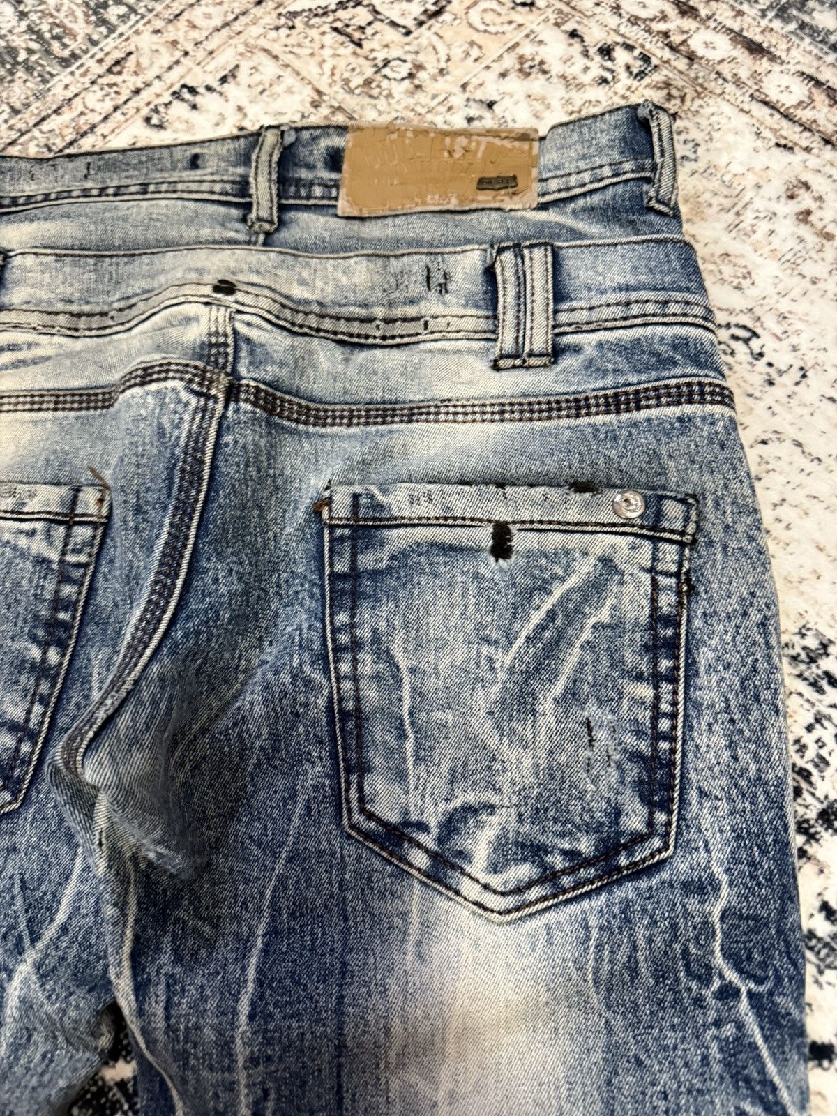 If Six Was Nine Diesel Black Gold Double Waist Whiskers Stack Flared Jeans Size US 29 - 19 Thumbnail