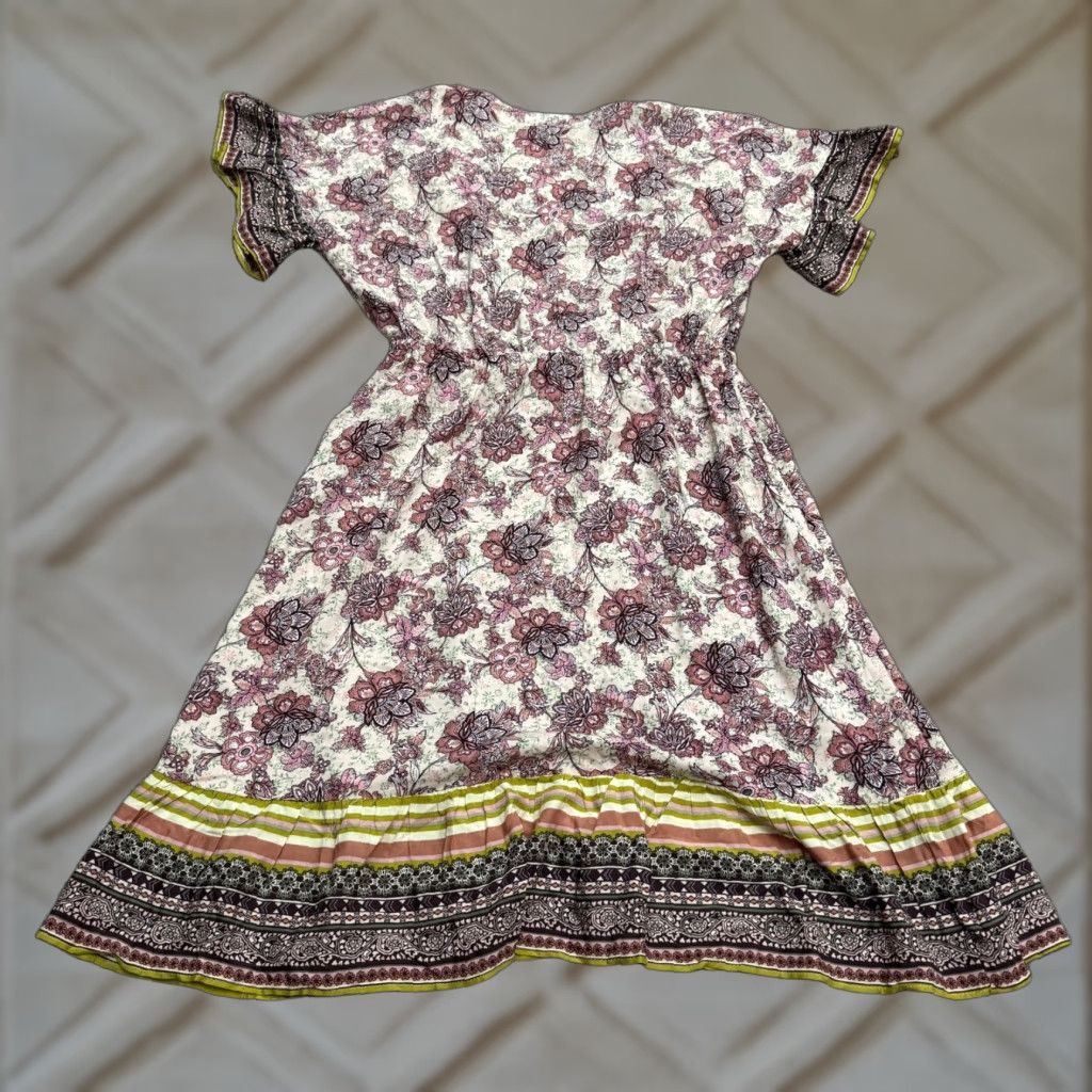 Vintage Downeast Kaftan Tunic Dress Mauve Mix Floral Wrapped Mini Dress Women Medium NWT Size M / US 6-8 / IT 42-44 - 1 Thumbnail