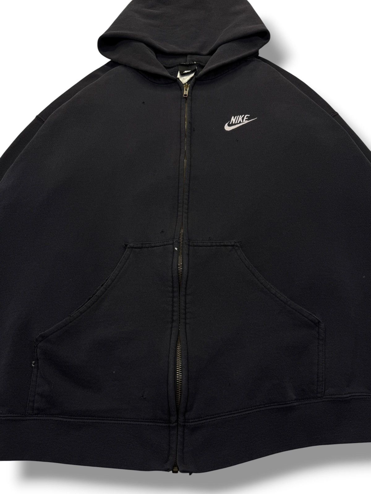 Nike Vintage 90’s Faded Black Nike Zip Up Hoodie Size US XL / EU 56 / 4 - 4 Thumbnail