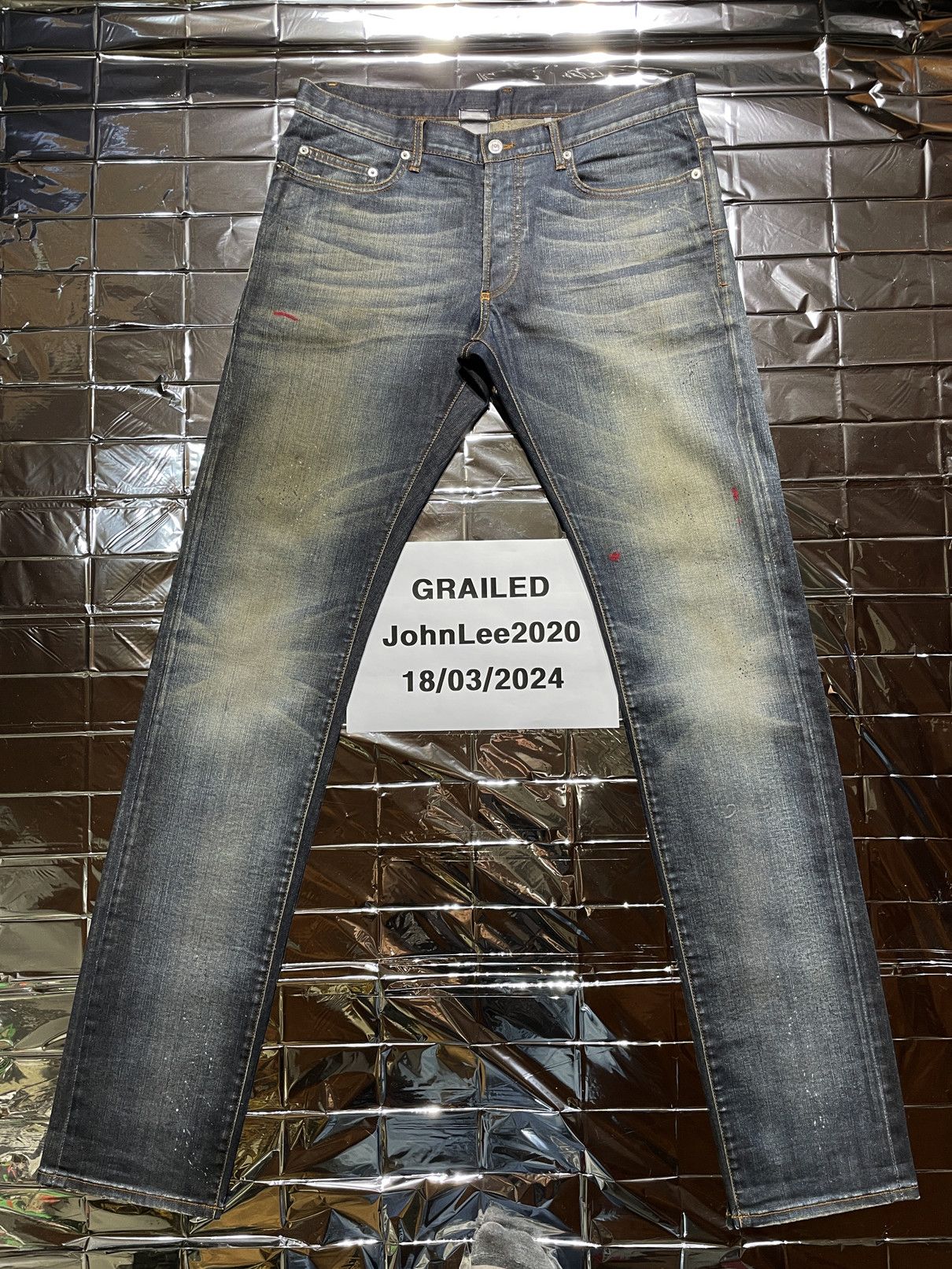 image of Dior Ss08 Under My Car Jeans 19Bas [34] in Washed Blue, Men's