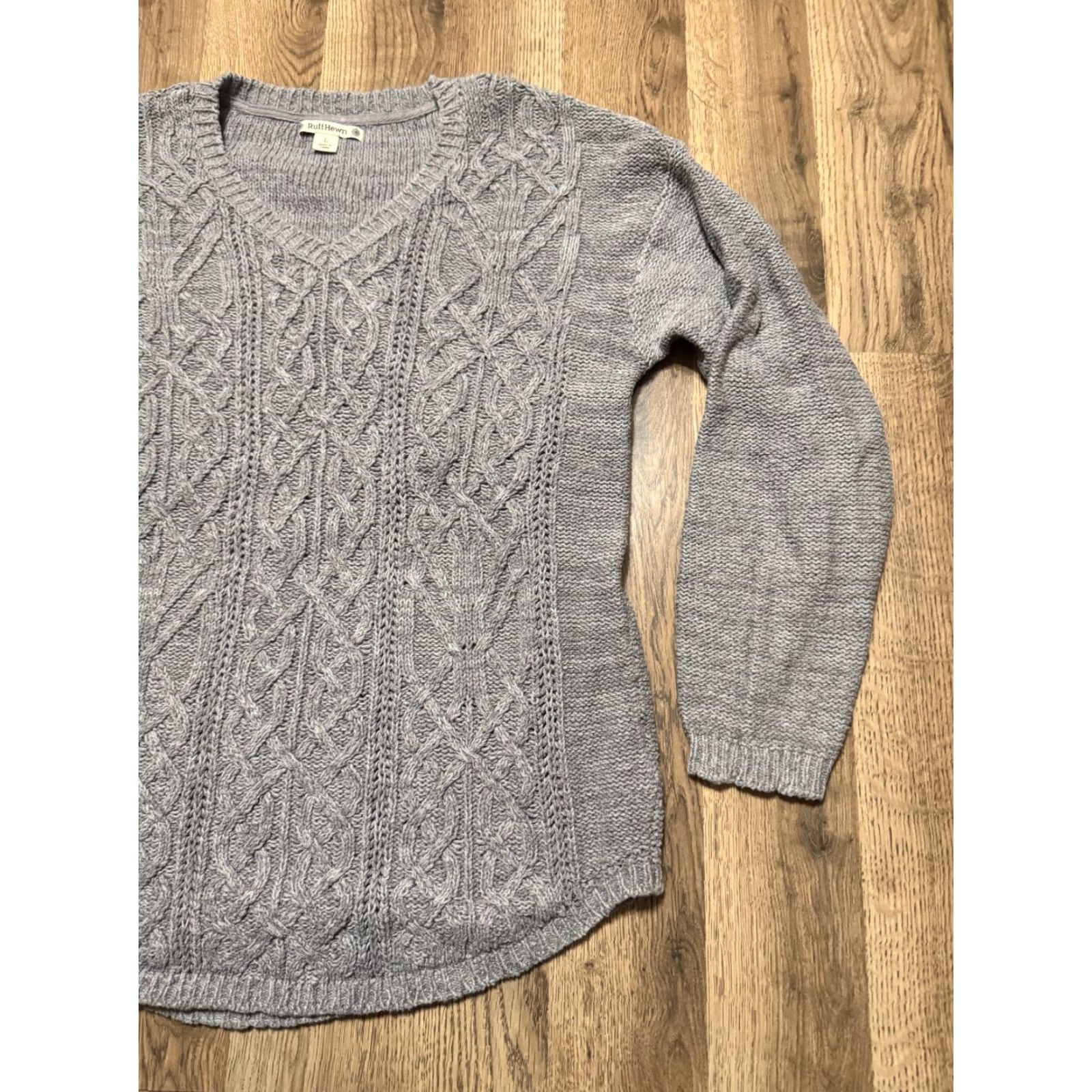 Vintage RuffHewn Sweater, Women's Size Large, Gray, V-neck, Pullover, Knit, Pullover, Casual, Fall, Spring, Winter, Mens Womens Girls Boys Size L / US 10 / IT 46 - 4 Thumbnail