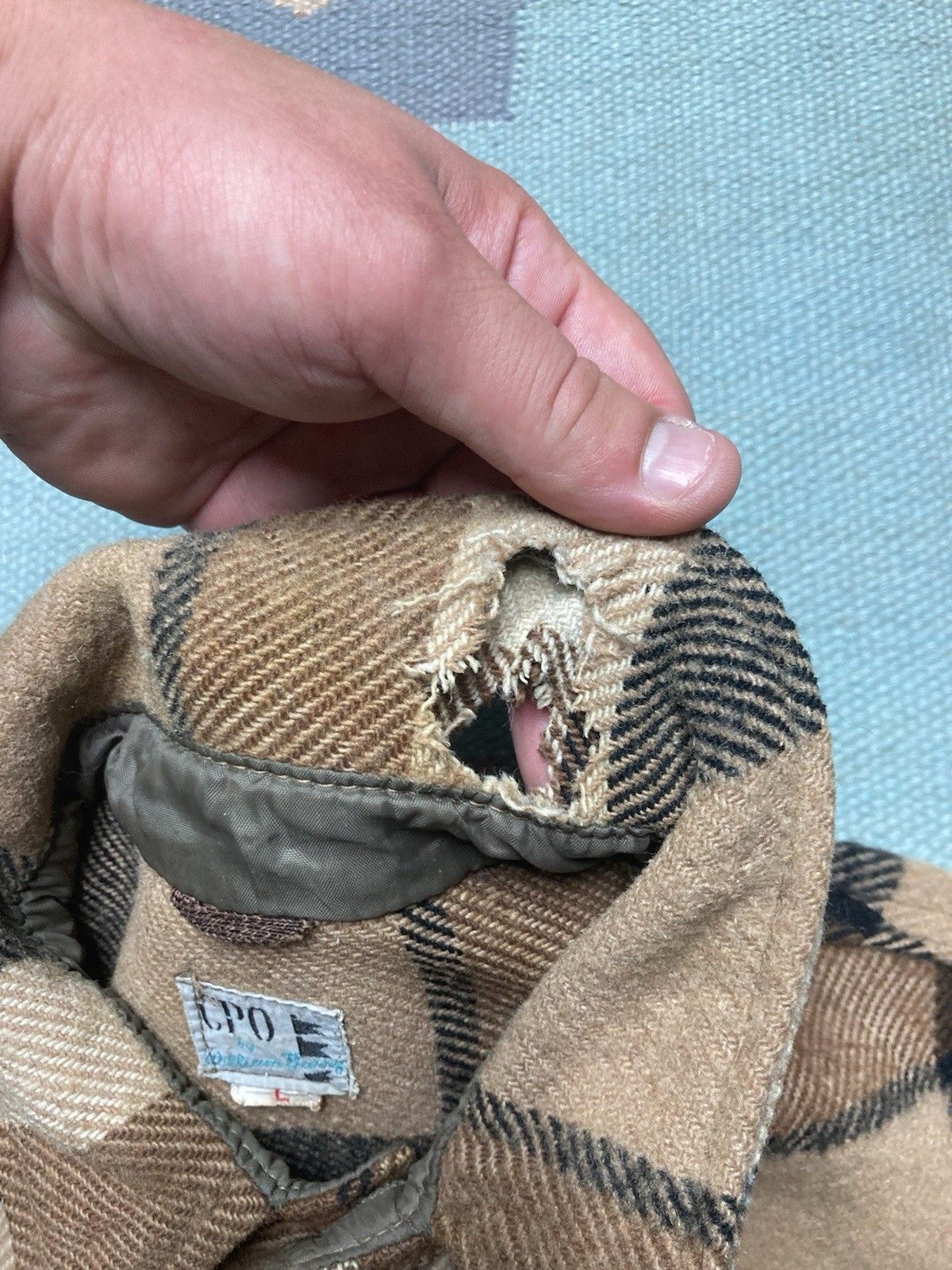 Vintage 50s 60s wool CPO shirt plaid anchor button distressed large Size US L / EU 52-54 / 3 - 10 Thumbnail