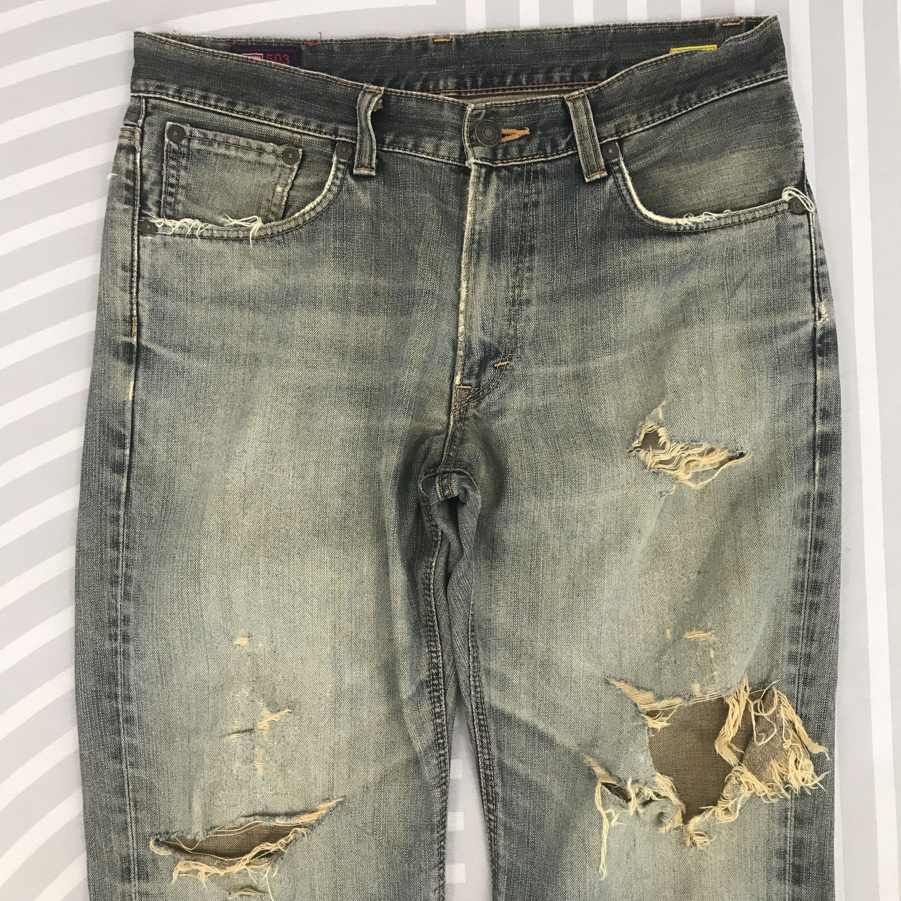 Edwin × Vintage Rusty Denim Edwin 503 Premium Distressed pants Size US 34 / EU 50 - 2 Thumbnail