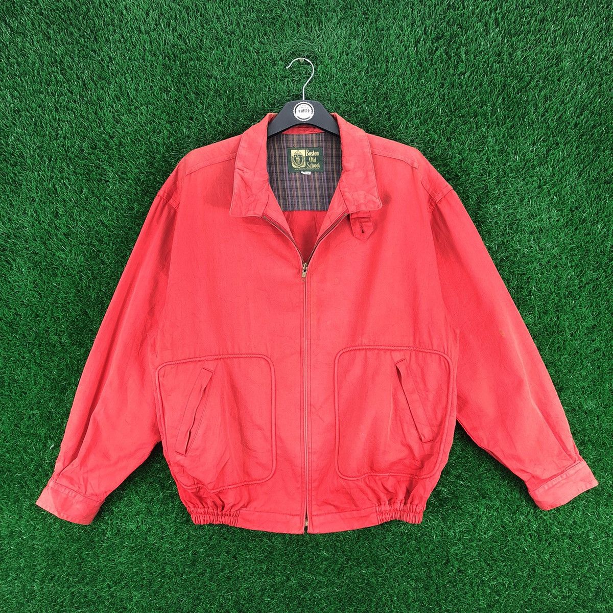 image of Rockability x Vintage 80's Drizzler Zipper Jacket 1950S Rockabilly Style in Red, Men's (Size Medium