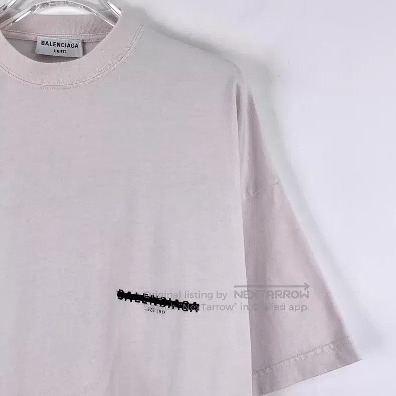 Balenciaga Balenciaga Light Pink Logo Letter Printed Cotton Crew Neck Size US S / EU 44-46 / 1 - 3 Thumbnail