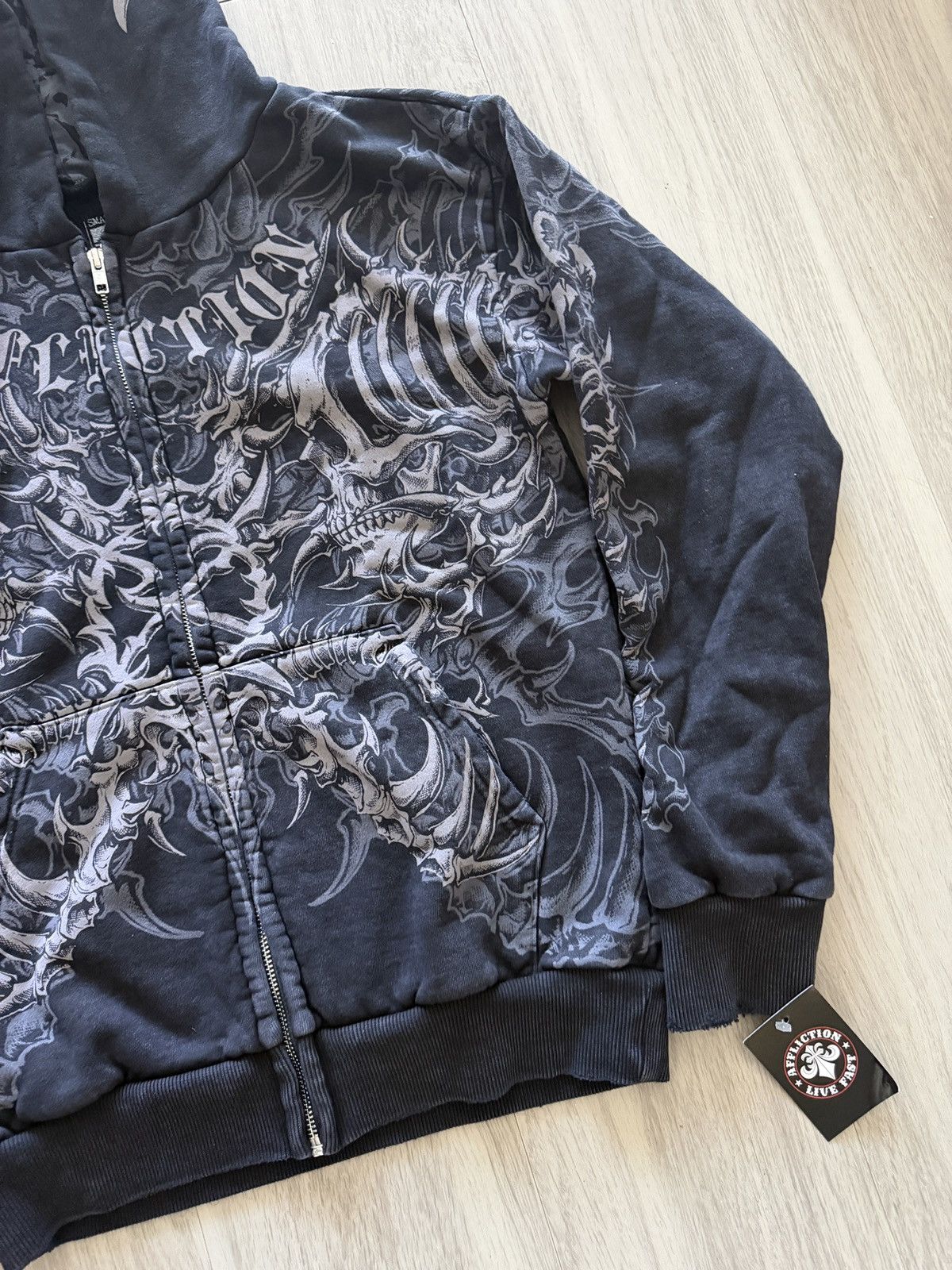 Affliction Ken Carson x Affliction Black Gorecore Lament Zip Up Hoodie Size US S / EU 44-46 / 1 - 3 Thumbnail
