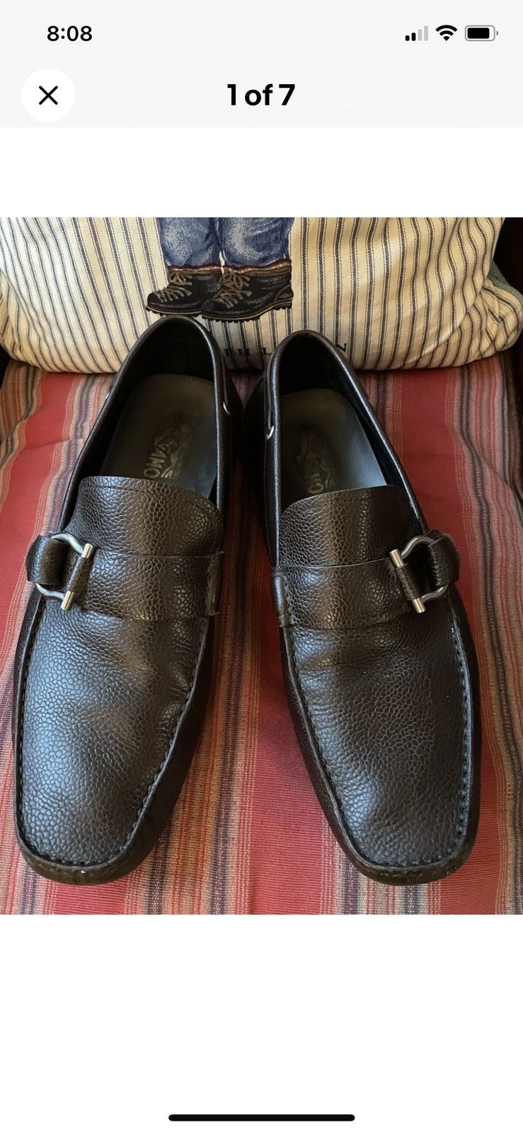 Gancini Pebble Leather Driving Loafer