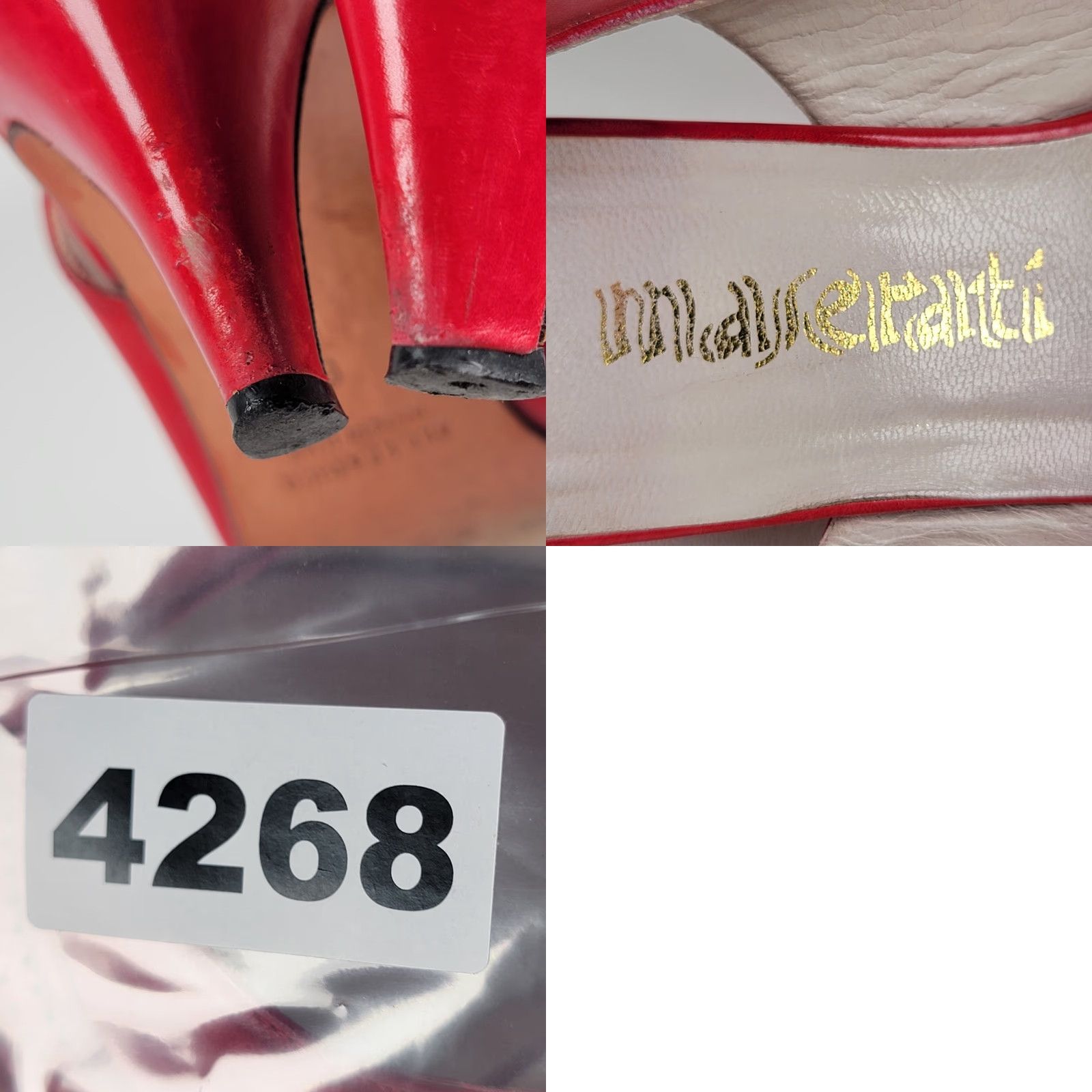 Vintage VINTAGE 80s Italian Leather Slingback 'Fascination' Heels Stacked Heel US 6 B Red Women/Girls Cocktail Size US 6 / IT 36 - 9 Thumbnail