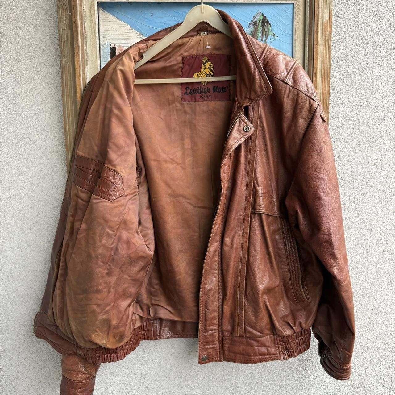Vintage Vintage 90s Real Leather Jacket Brown Cropped Boxy Size US L / EU 52-54 / 3 - 2 Thumbnail