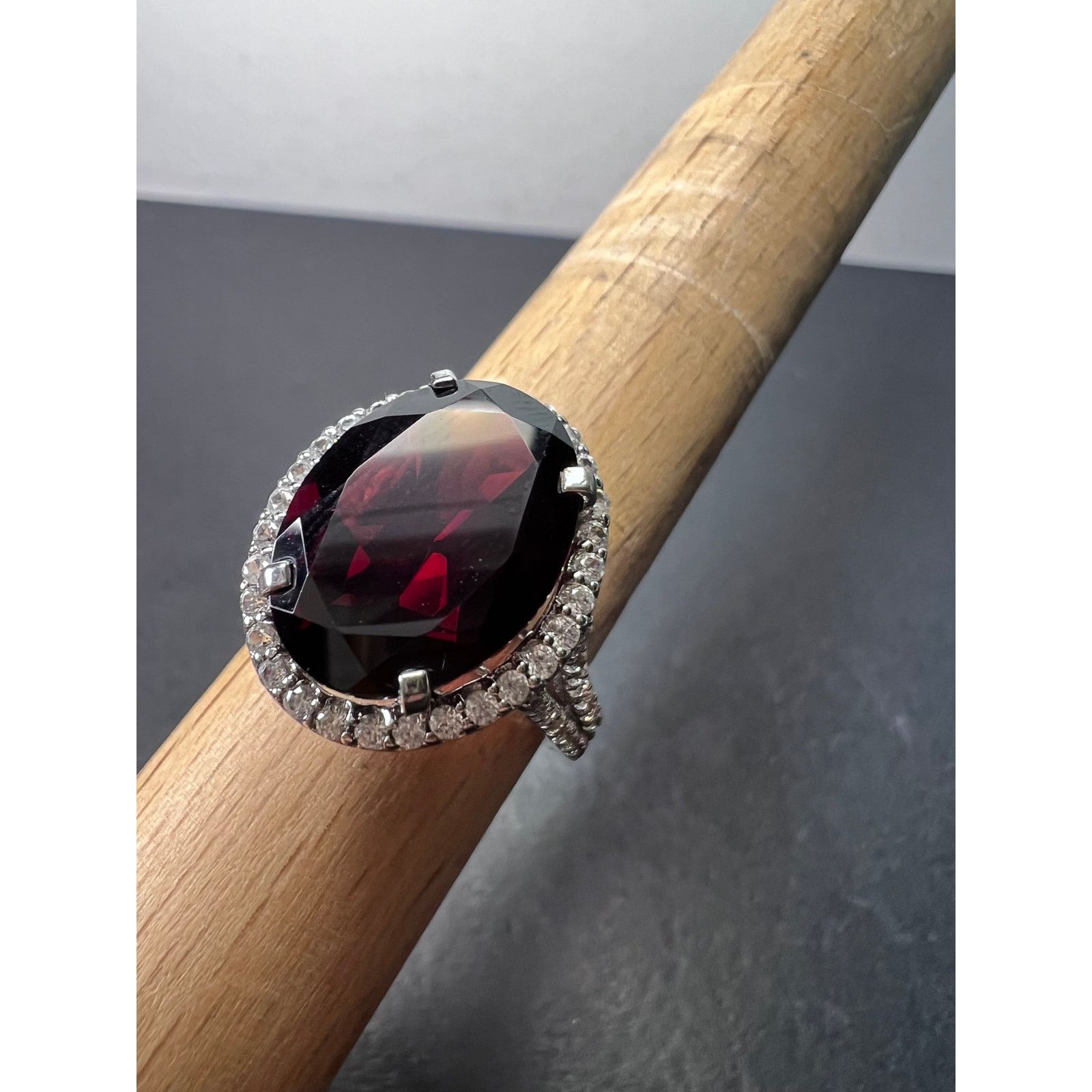 Other Garnet and zircon sterling silver cathedral halo ring size 9 Size ONE SIZE - 8 Thumbnail