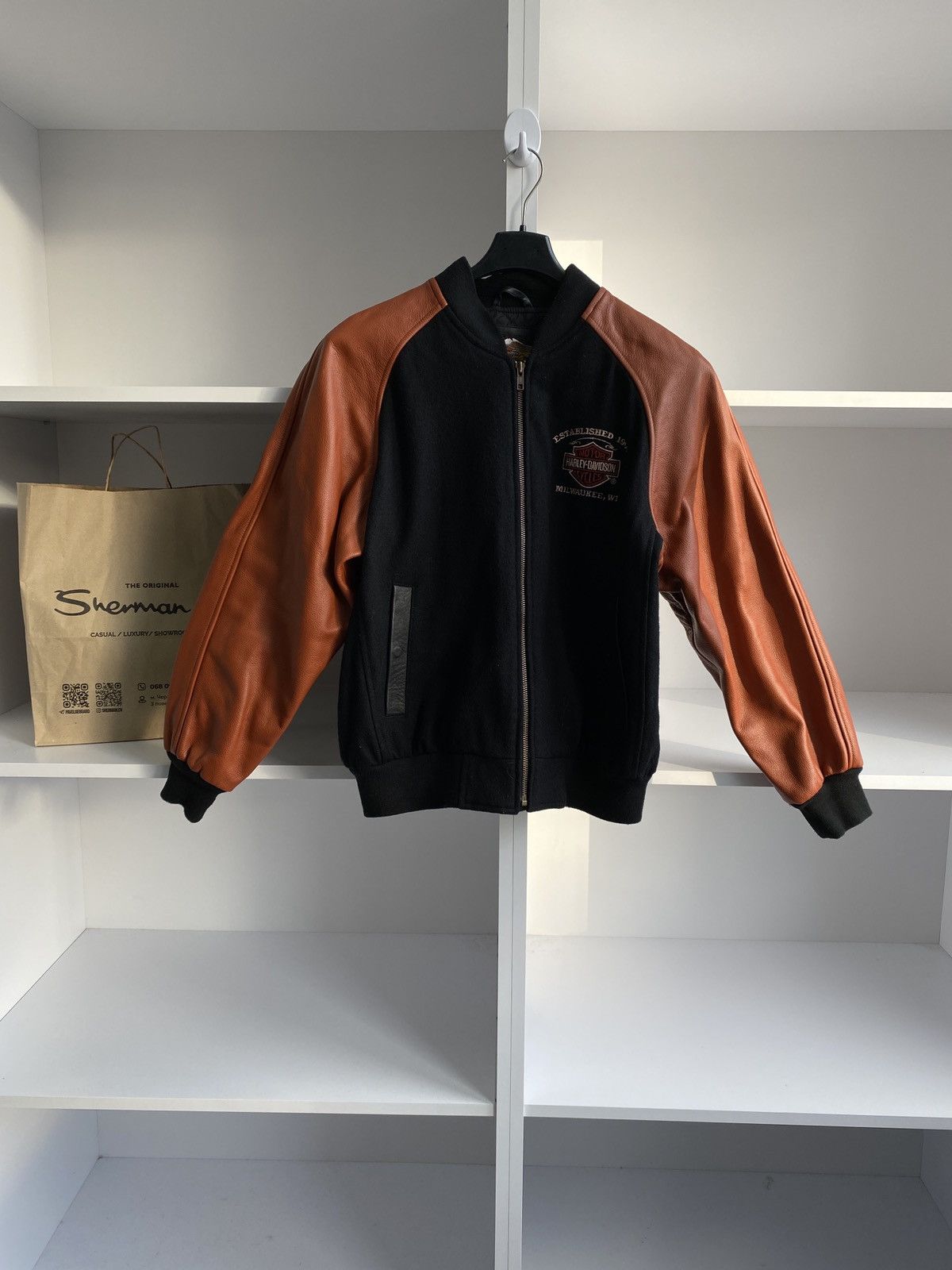 Harley Davidson × Vintage Vintage Womens Harley Davidson Motorcycle Jacket Racing Zip Size M / US 6-8 / IT 42-44 - 3 Thumbnail