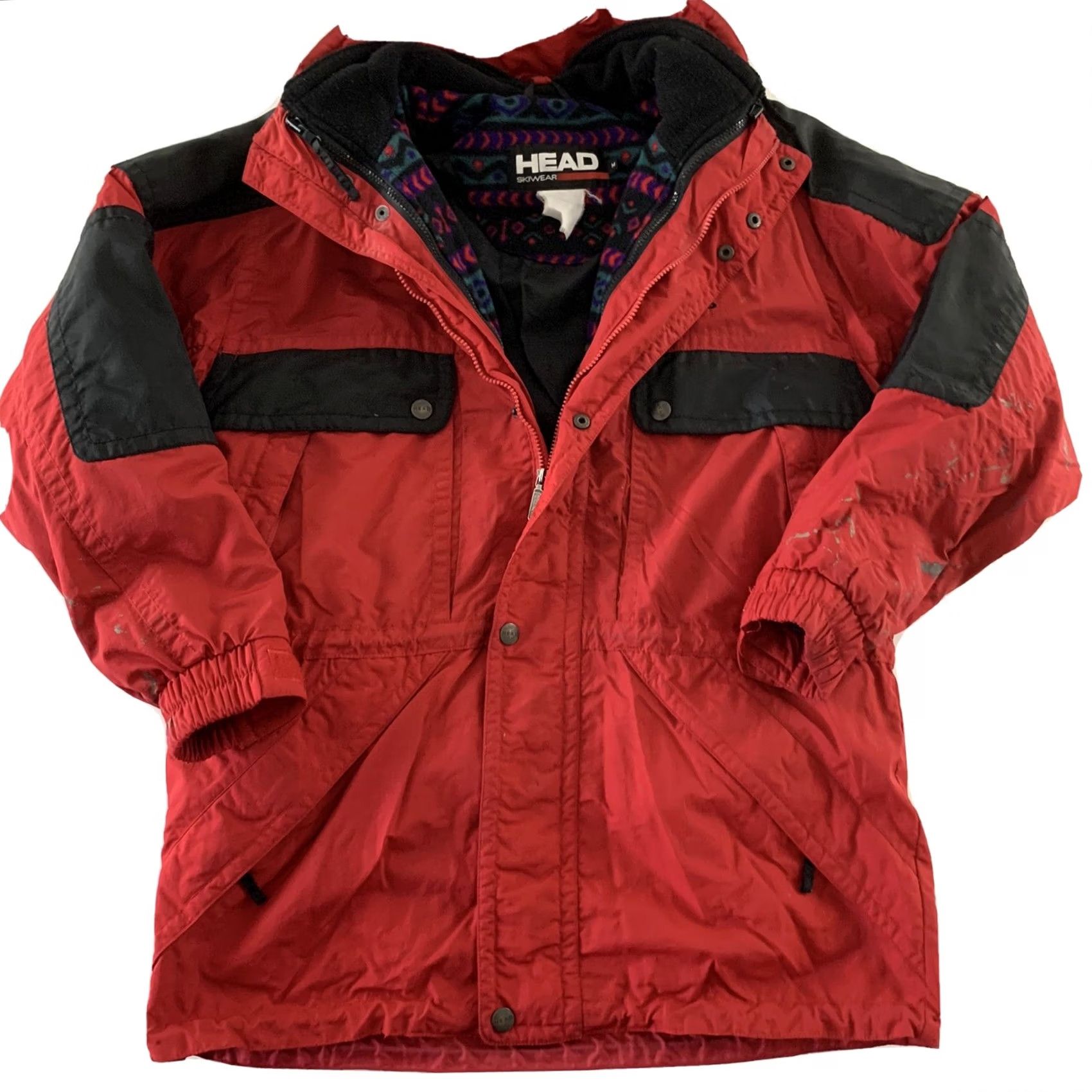 Vintage VTG HEAD 3-in-1 Ski Jacket Mens M Red Shell Aztec Fleece Jacket Size US M / EU 48-50 / 2 - 2 Thumbnail
