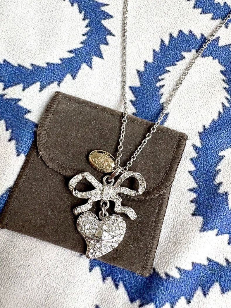 Vivienne Westwood Vivienne Westwood Crystal Bow Heart Necklace - dmc Size ONE SIZE - 1 Thumbnail