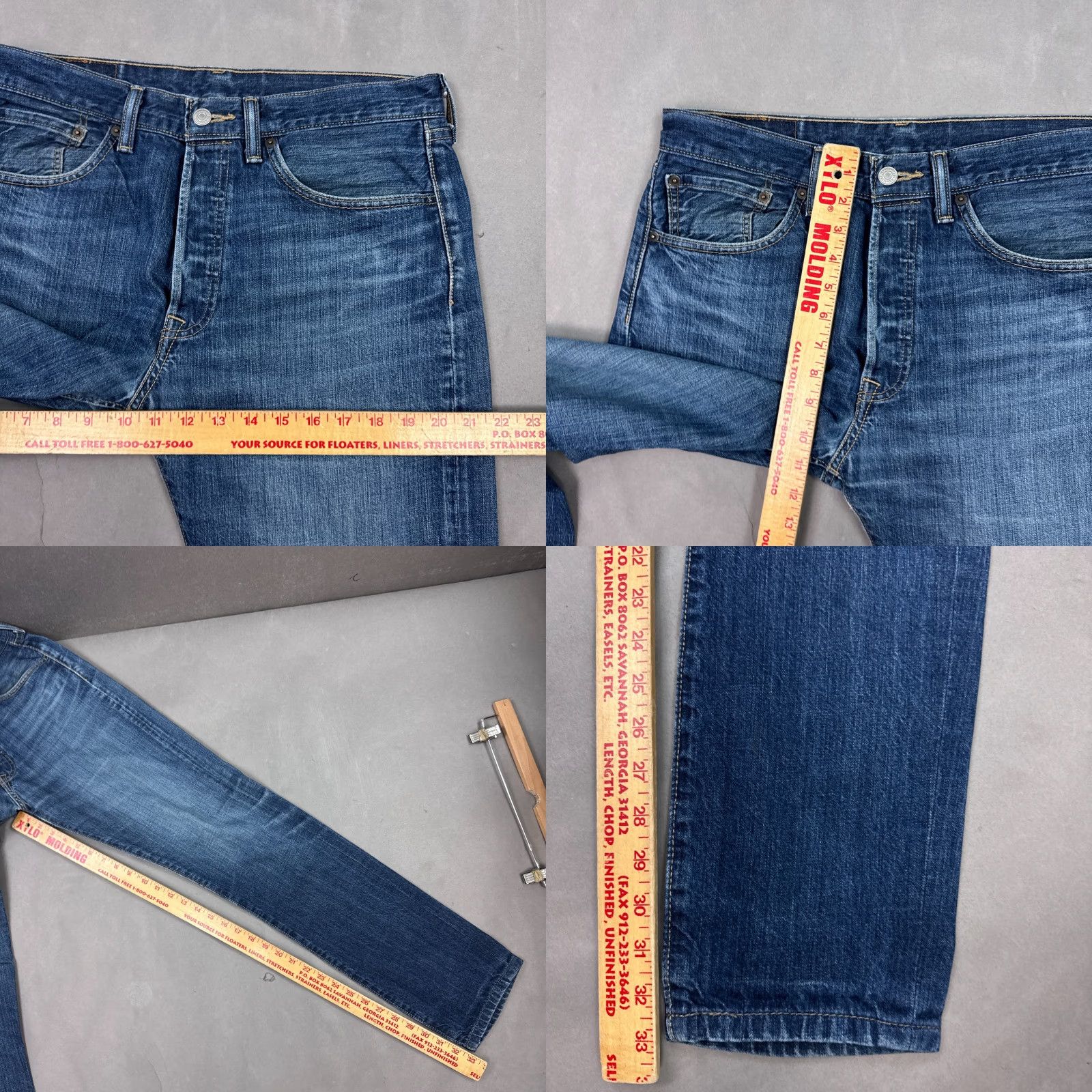 Levi's Levi's 501 Jeans Men 32x34 Blue Denim Pant Button Fly Leg Opening Altered Tapered Size US 32 / EU 48 - 10 Thumbnail