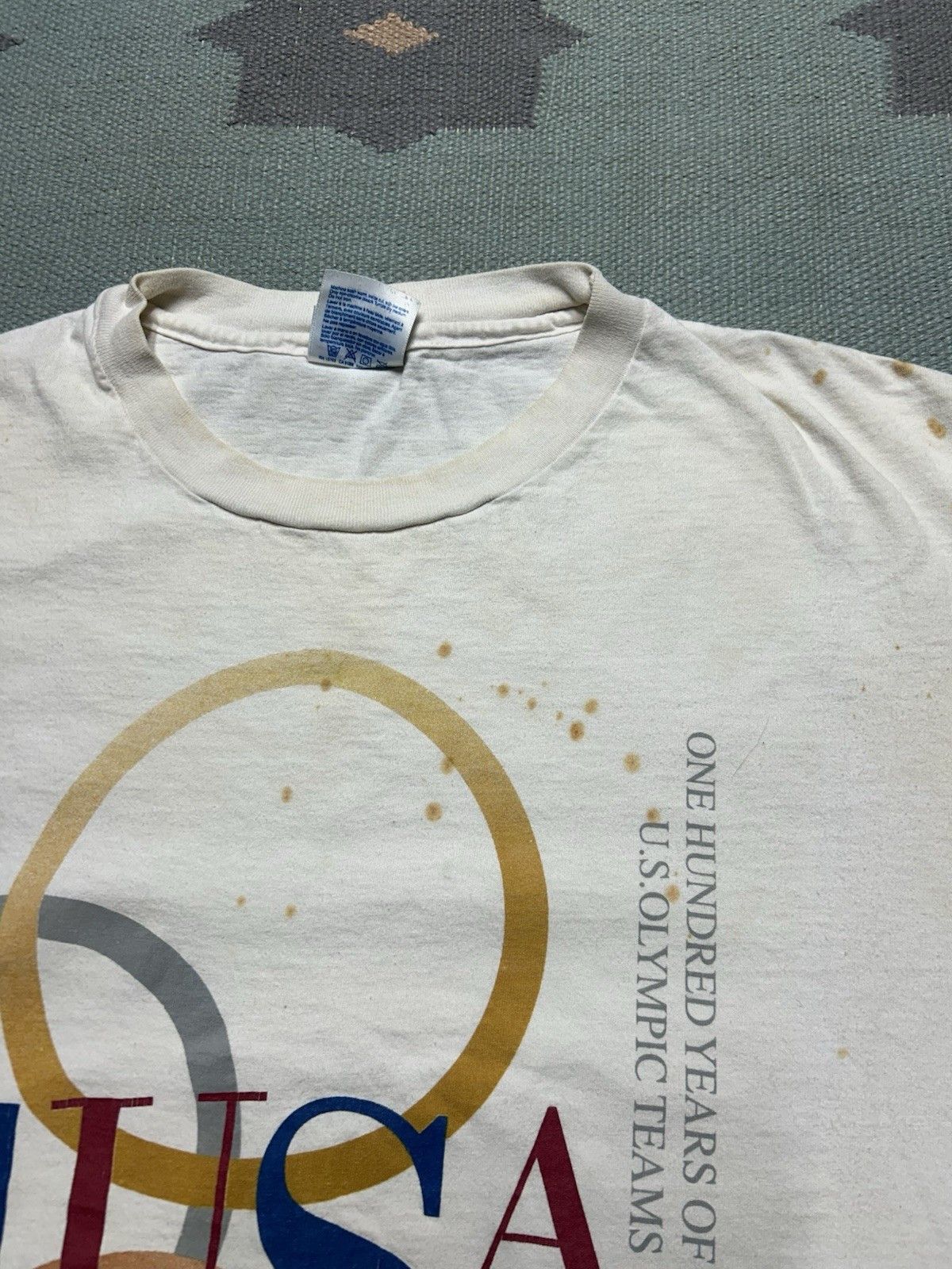 Vintage Vtg 90s t shirt USA Olympics 1996 100 years grunge Hanes XL Size US XL / EU 56 / 4 - 7 Thumbnail
