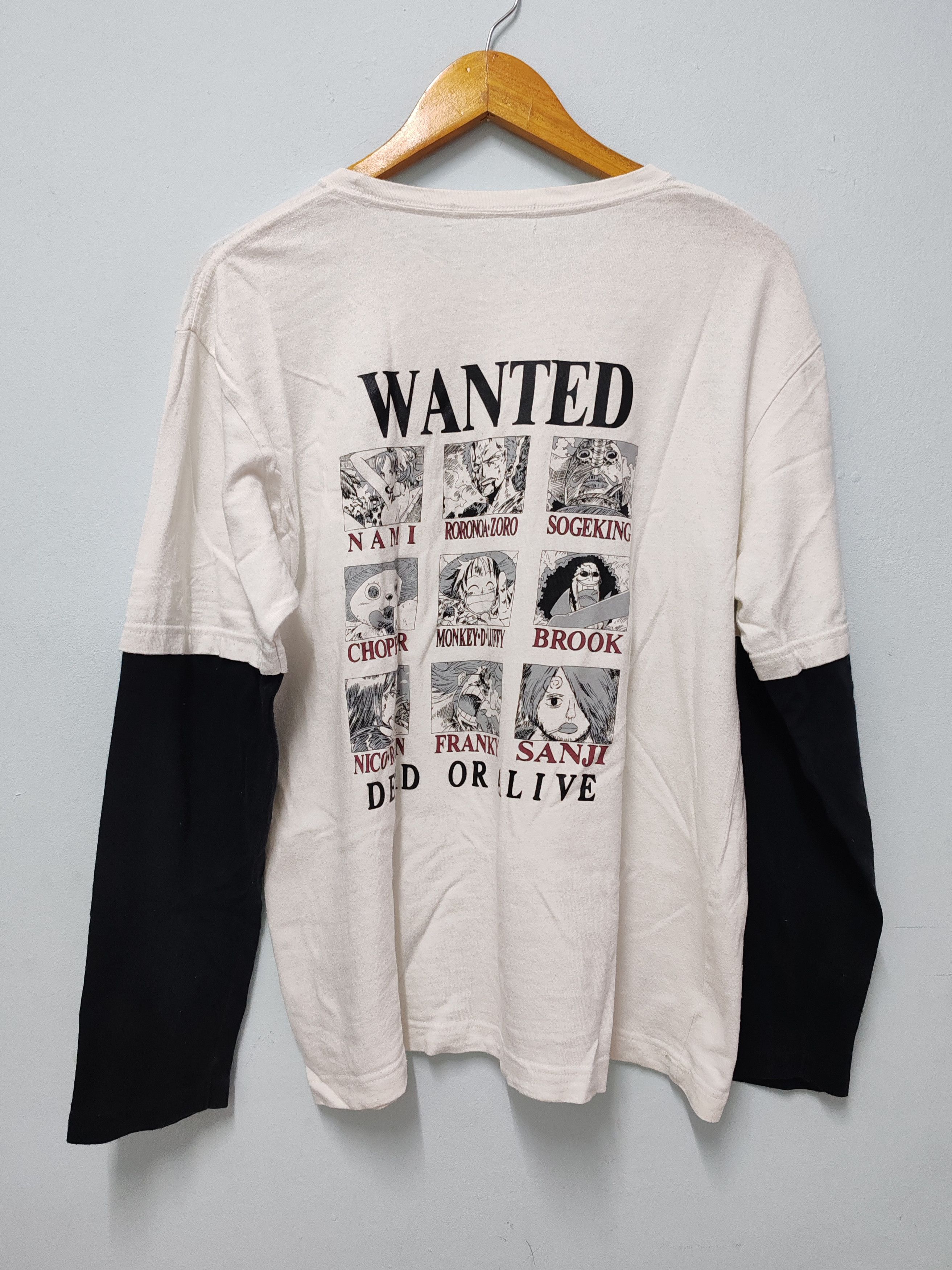 Anime Vintage One Piece Wanted Dead or Alive Long Sleeve Tee Anime Size US L / EU 52-54 / 3 - 3 Thumbnail