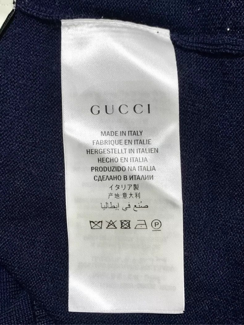 Gucci Gucci Little bee embroidered V-neck striped trim knitted sw Size US M / EU 48-50 / 2 - 7 Thumbnail