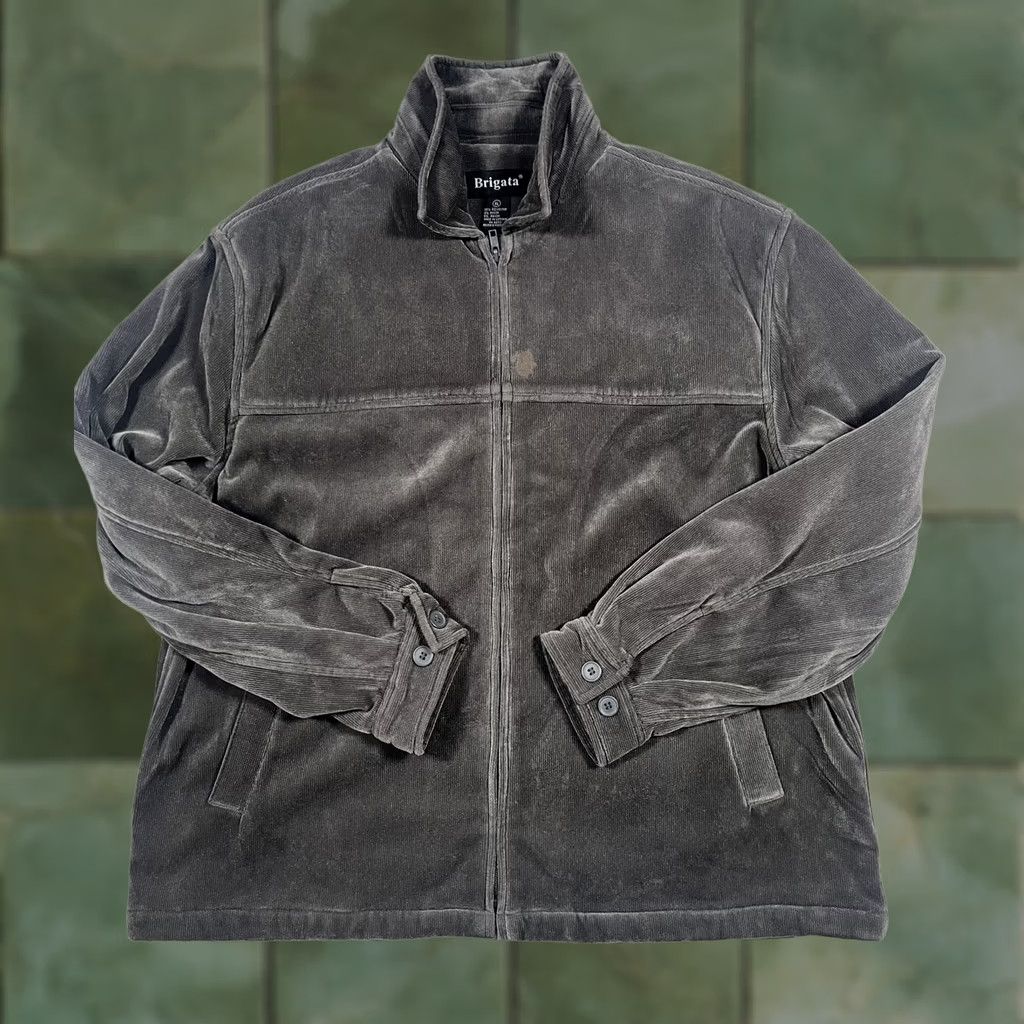 Vintage Brigata Jacket Mens XL Gray Corduroy Full Zip Lined Bomber Casual Size US XL / EU 56 / 4 - 1 Thumbnail