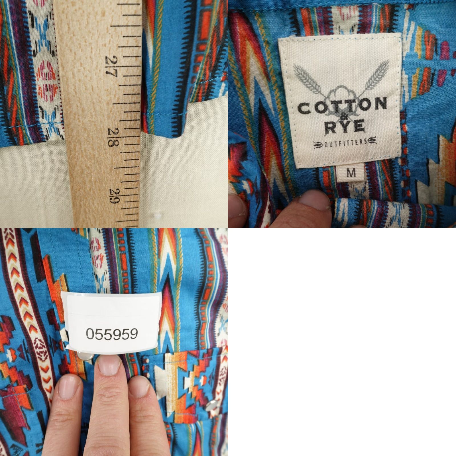 Vintage VINTAGE Cotton & Rye Women's Shirt Casual Long Sleeve Collared Button-Up Aztec Western Southwest Blue Medium Size M / US 6-8 / IT 42-44 - 8 Thumbnail