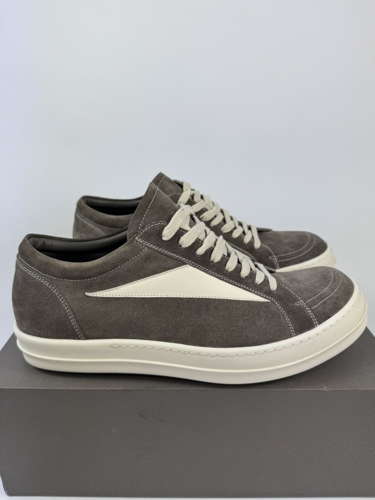 Rick Owens DARK DUST MILK SUEDE VINTAGE SNEAKERS Size US 12 / EU 45 - 1 Thumbnail