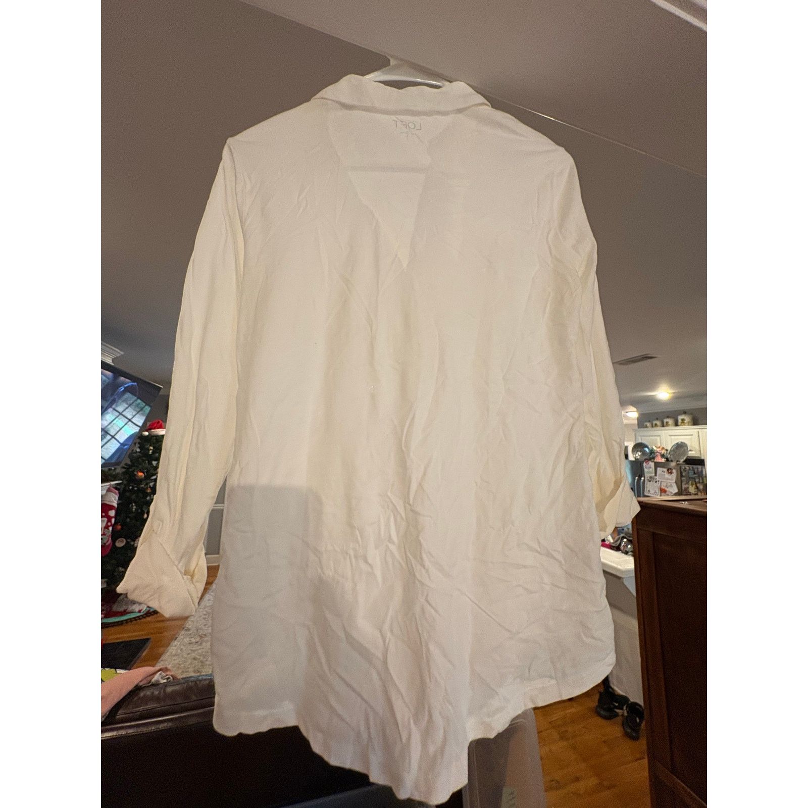 Loft LOFT Ann Taylor Women’s XS White Tunic Blouse Roll Tab Size XS / US 0-2 / IT 36-38 - 4 Thumbnail