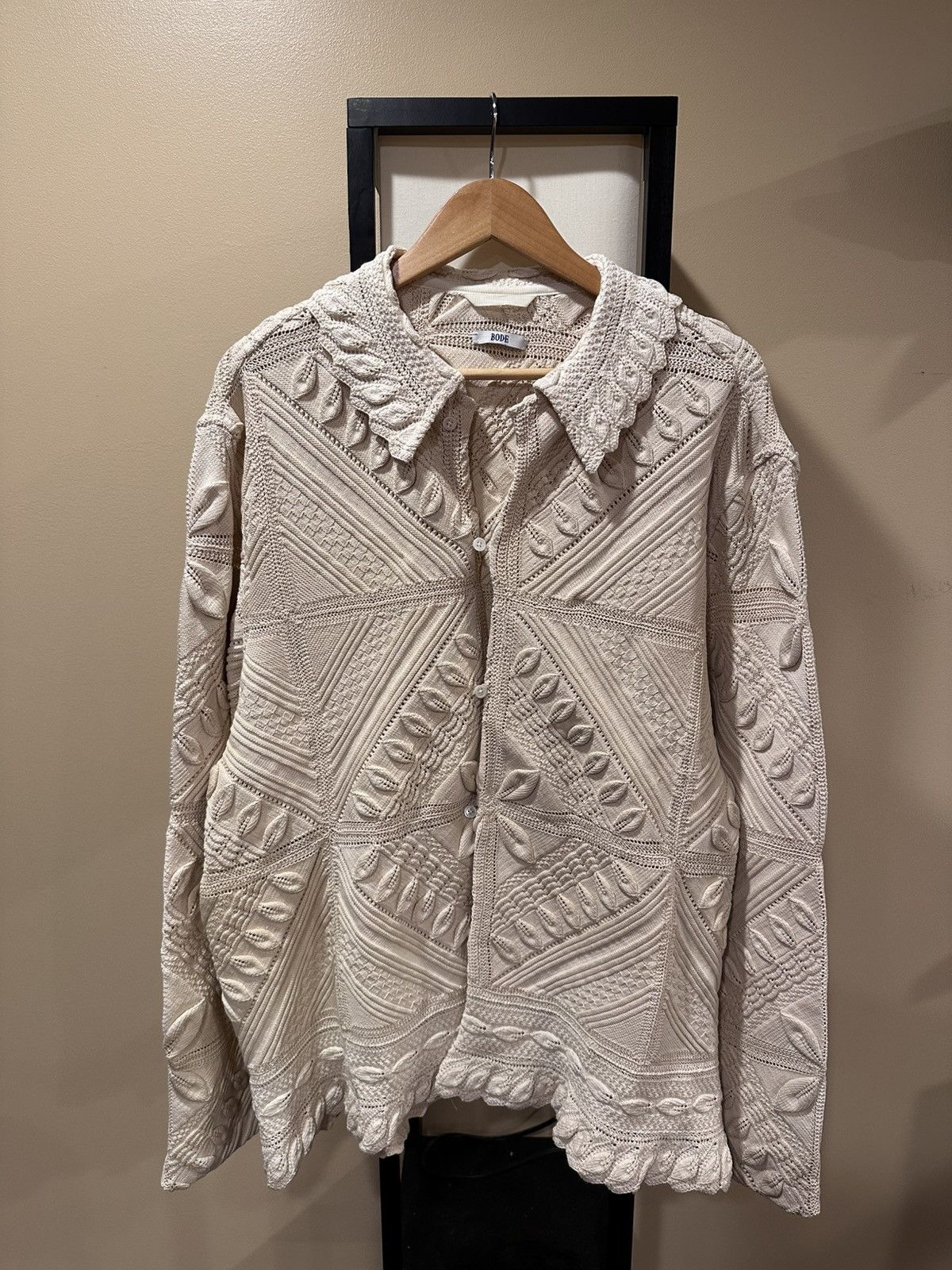 Bode Bode Crochet Frill Collar Overshirt Knit Sweater Jacket Size US XL / EU 56 / 4 - 9 Thumbnail