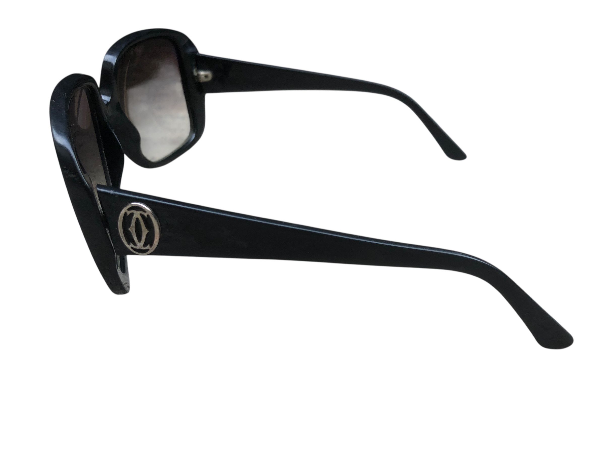 Cartier 💯Vintage CARTIER PARIS 140 Black Sunglasses CC Logo Square Size ONE SIZE - 7 Thumbnail