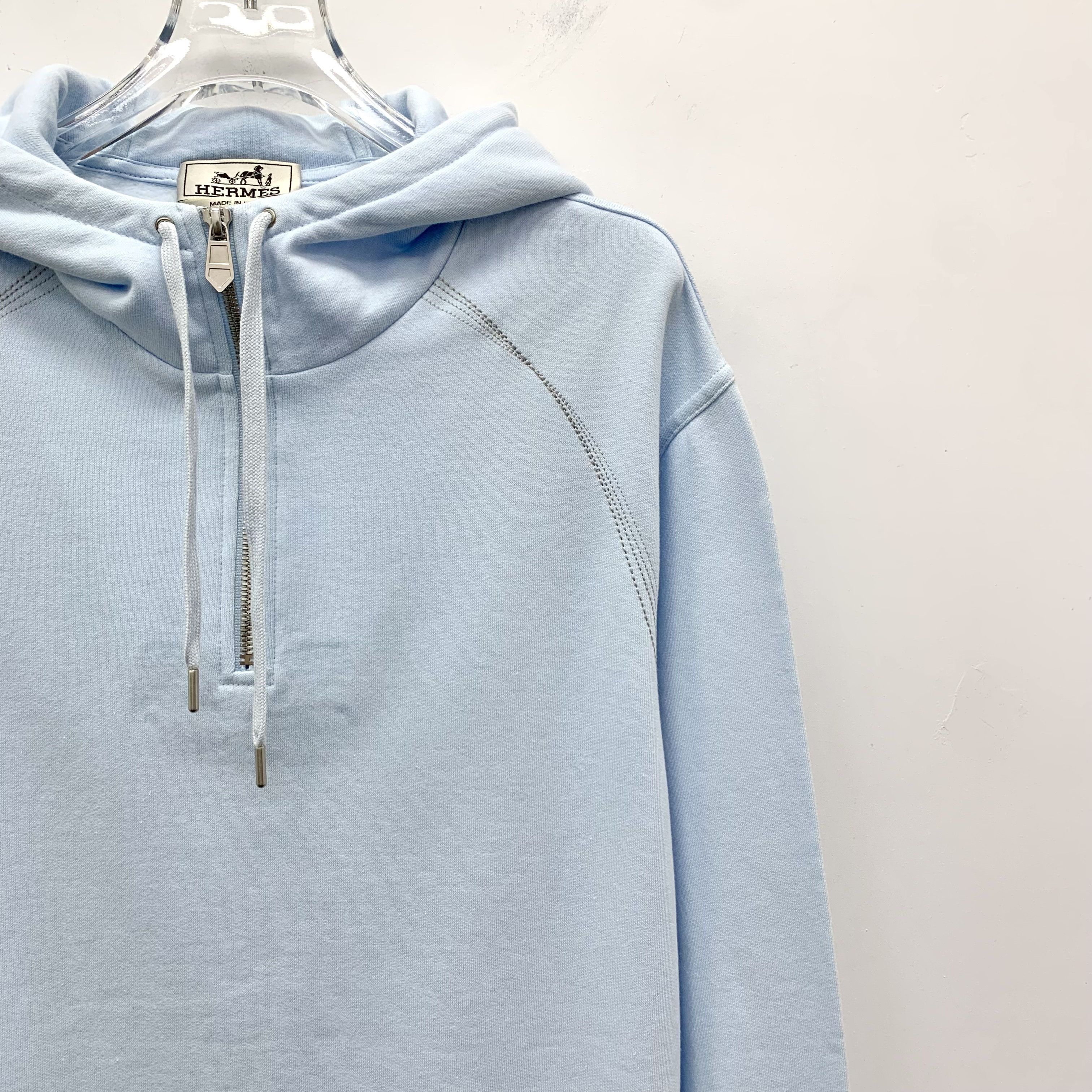 Hermes Hermès Half-Zip Hoodie Light Blue (M) Size US M / EU 48-50 / 2 - 3 Thumbnail
