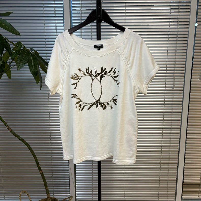 Chanel Chanel Laurel branch double C short sleeves Size L / US 10 / IT 46 - 1 Thumbnail