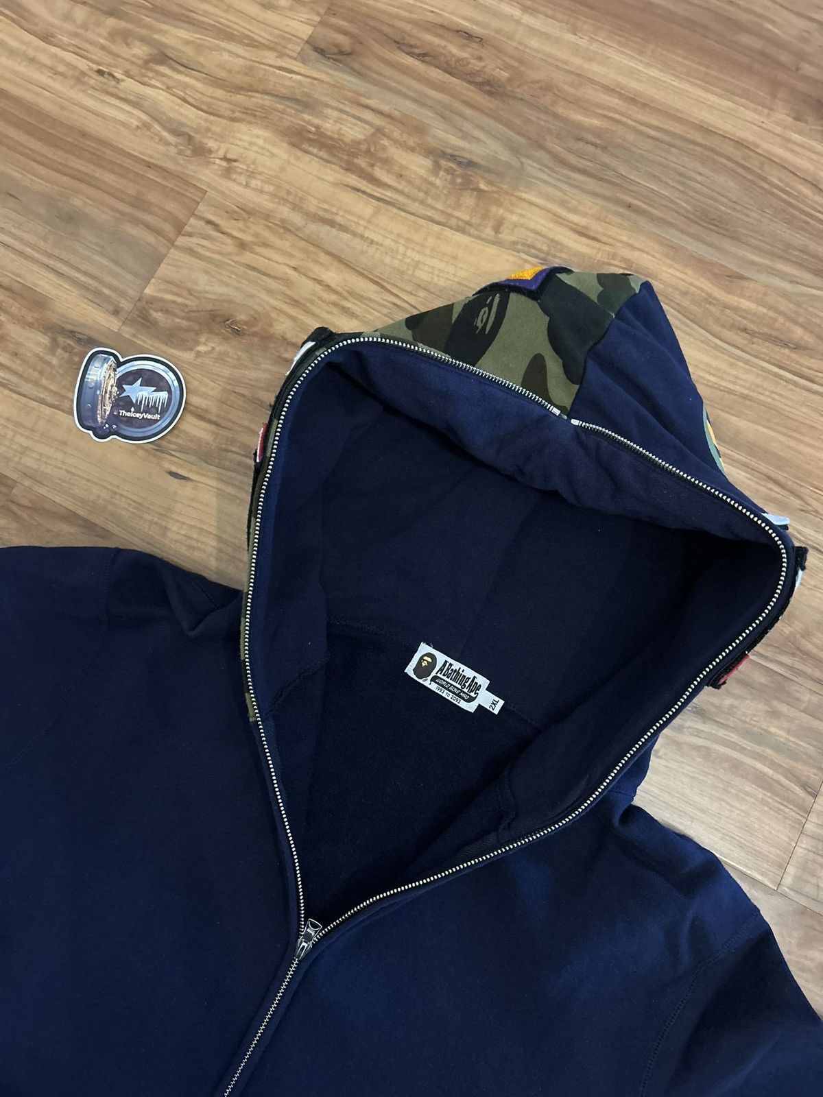 Bape Bape Navy/Green Camo Detachable Shark Full Zip Hoodie Size US XXL / EU 58 / 5 - 5 Thumbnail