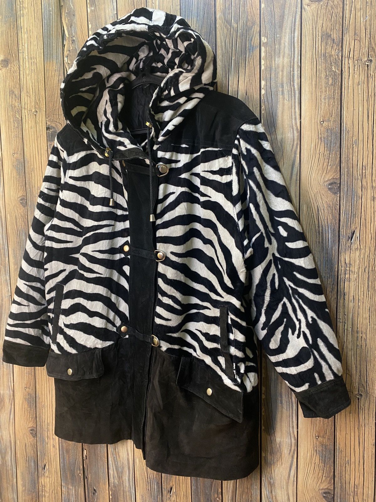 Genuine Leather Zebra stripe half leather jacket Size US L / EU 52-54 / 3 - 4 Thumbnail